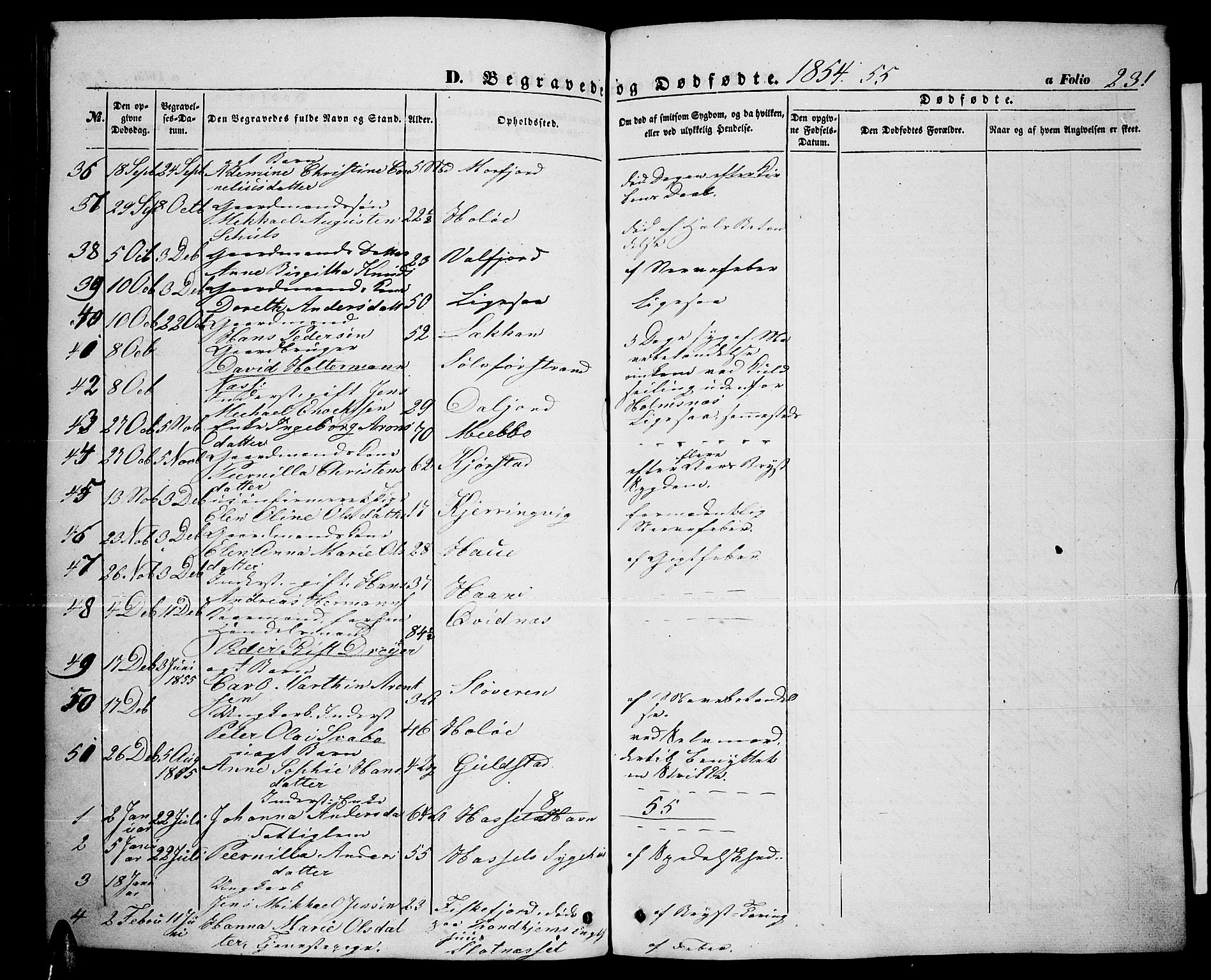 Ministerialprotokoller, klokkerbøker og fødselsregistre - Nordland, AV/SAT-A-1459/888/L1265: Parish register (copy) no. 888C03, 1850-1863, p. 231