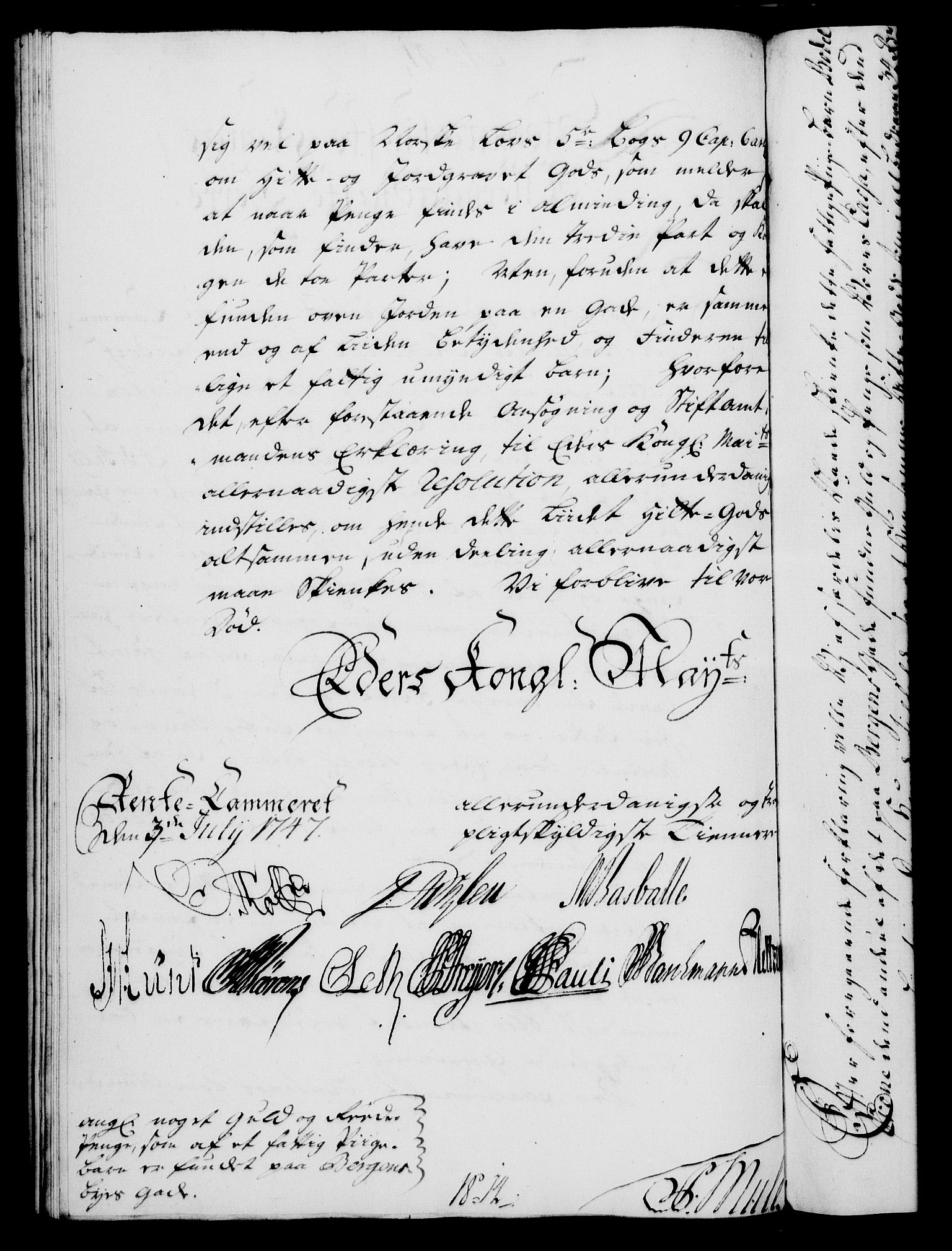 Rentekammeret, Kammerkanselliet, AV/RA-EA-3111/G/Gf/Gfa/L0029: Norsk relasjons- og resolusjonsprotokoll (merket RK 52.29), 1746-1747, p. 409