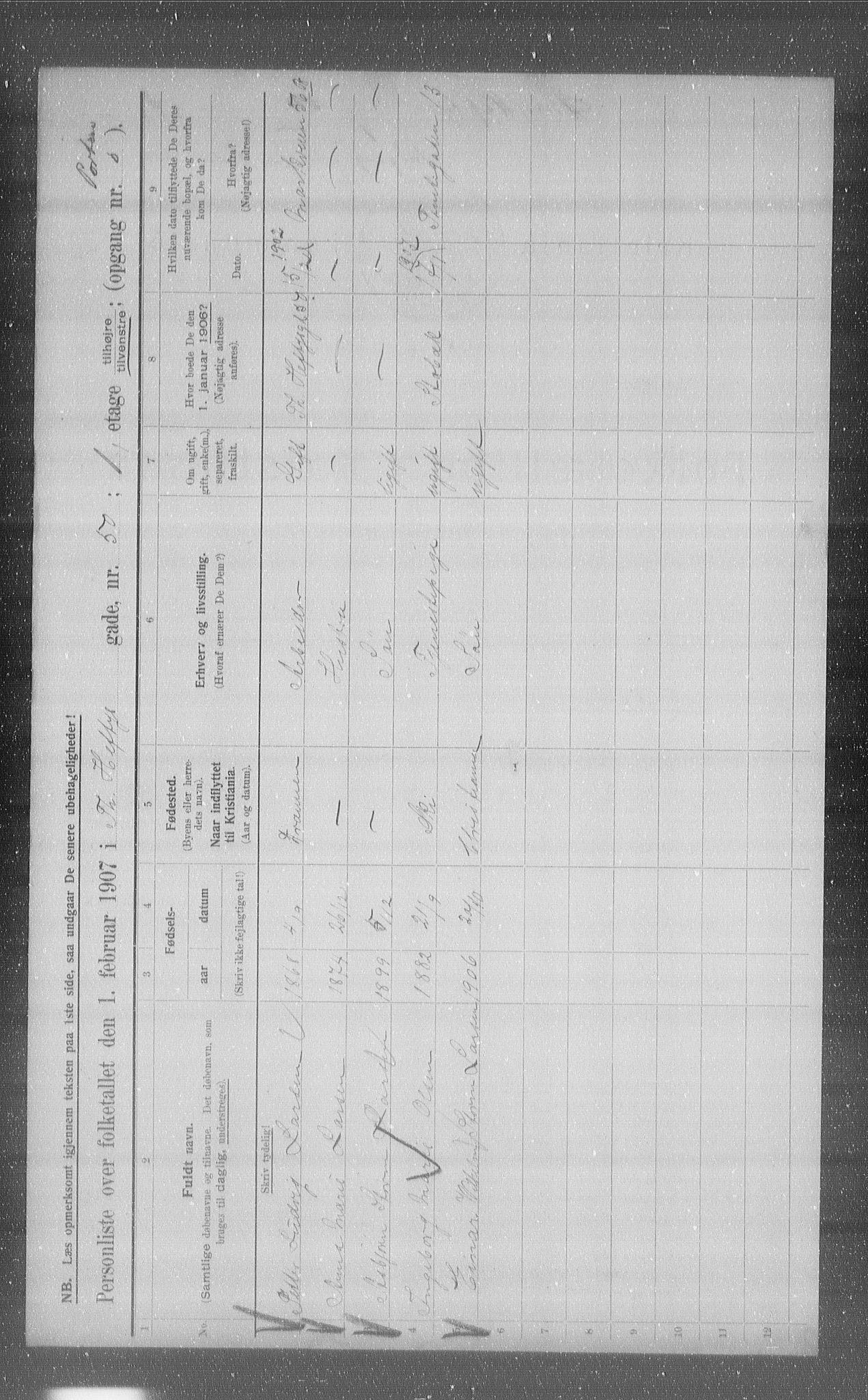 OBA, Municipal Census 1907 for Kristiania, 1907, p. 55529