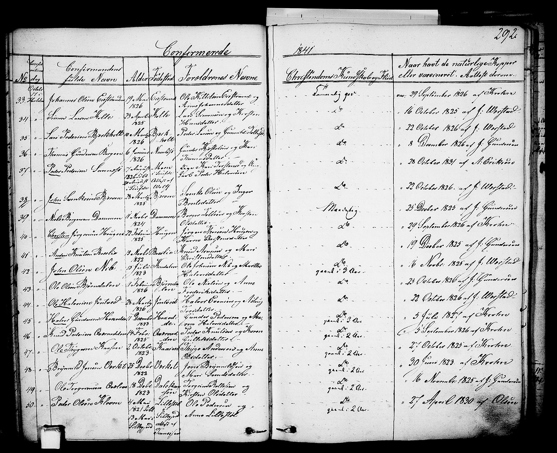 Holla kirkebøker, AV/SAKO-A-272/F/Fa/L0004: Parish register (official) no. 4, 1830-1848, p. 292