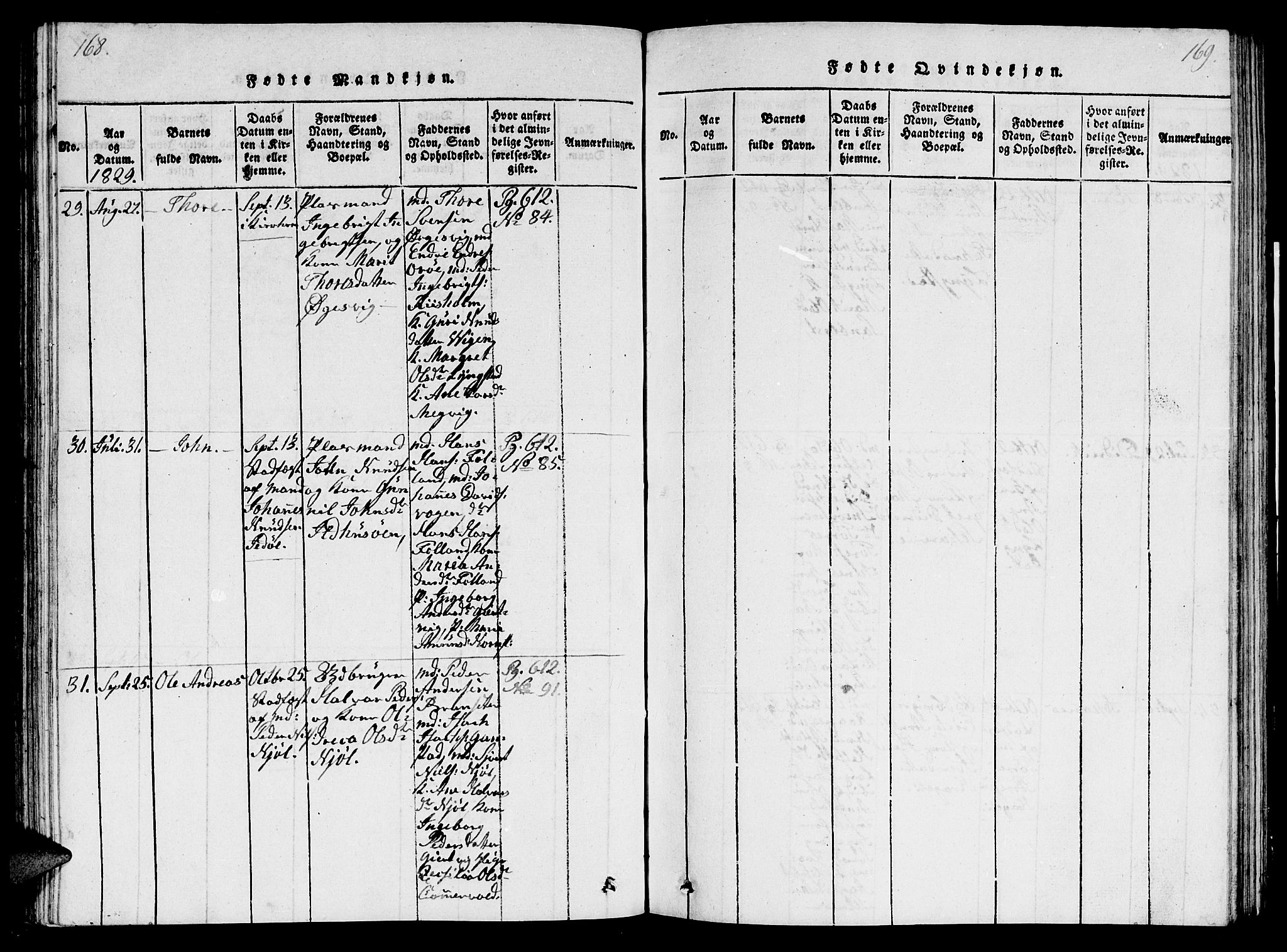 Ministerialprotokoller, klokkerbøker og fødselsregistre - Møre og Romsdal, AV/SAT-A-1454/570/L0831: Parish register (official) no. 570A05, 1819-1829, p. 168-169