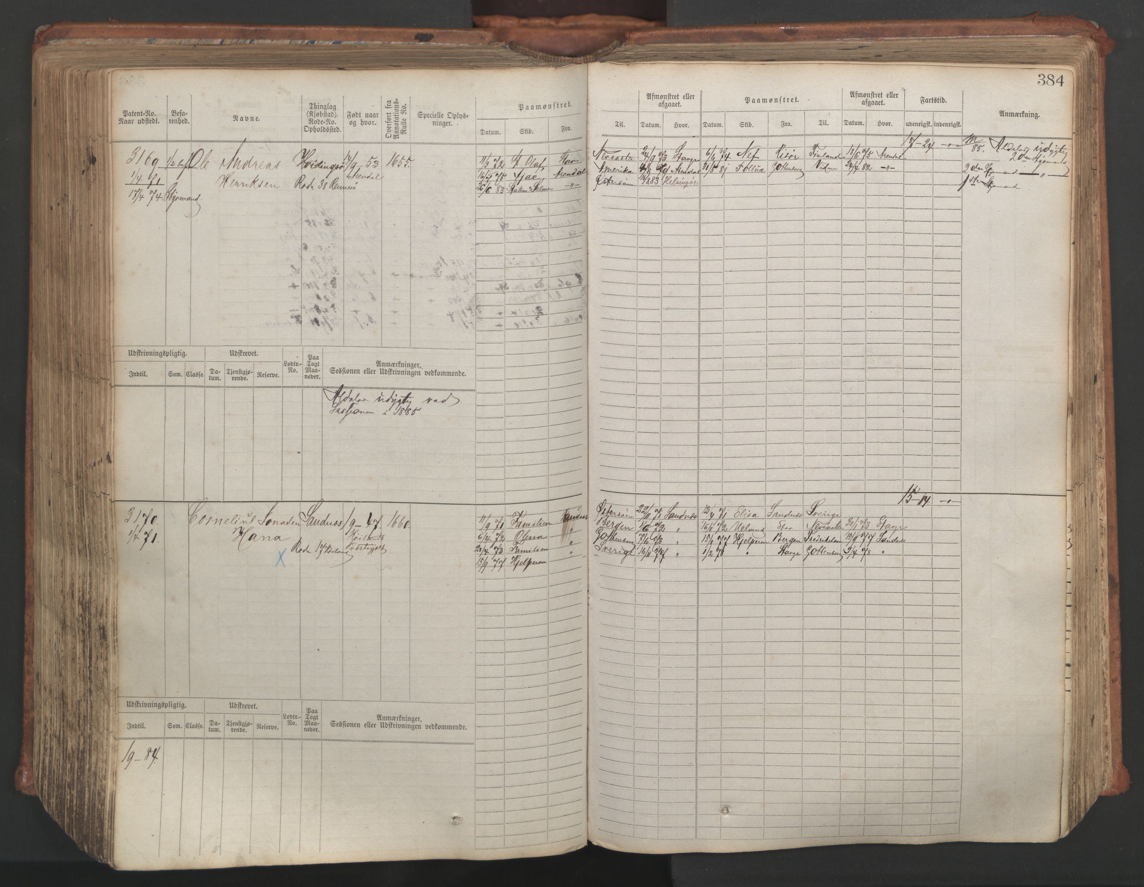 Stavanger sjømannskontor, AV/SAST-A-102006/F/Fb/Fbb/L0007: Sjøfartshovedrulle, patentnr. 2403-3604, 1869-1880, p. 431