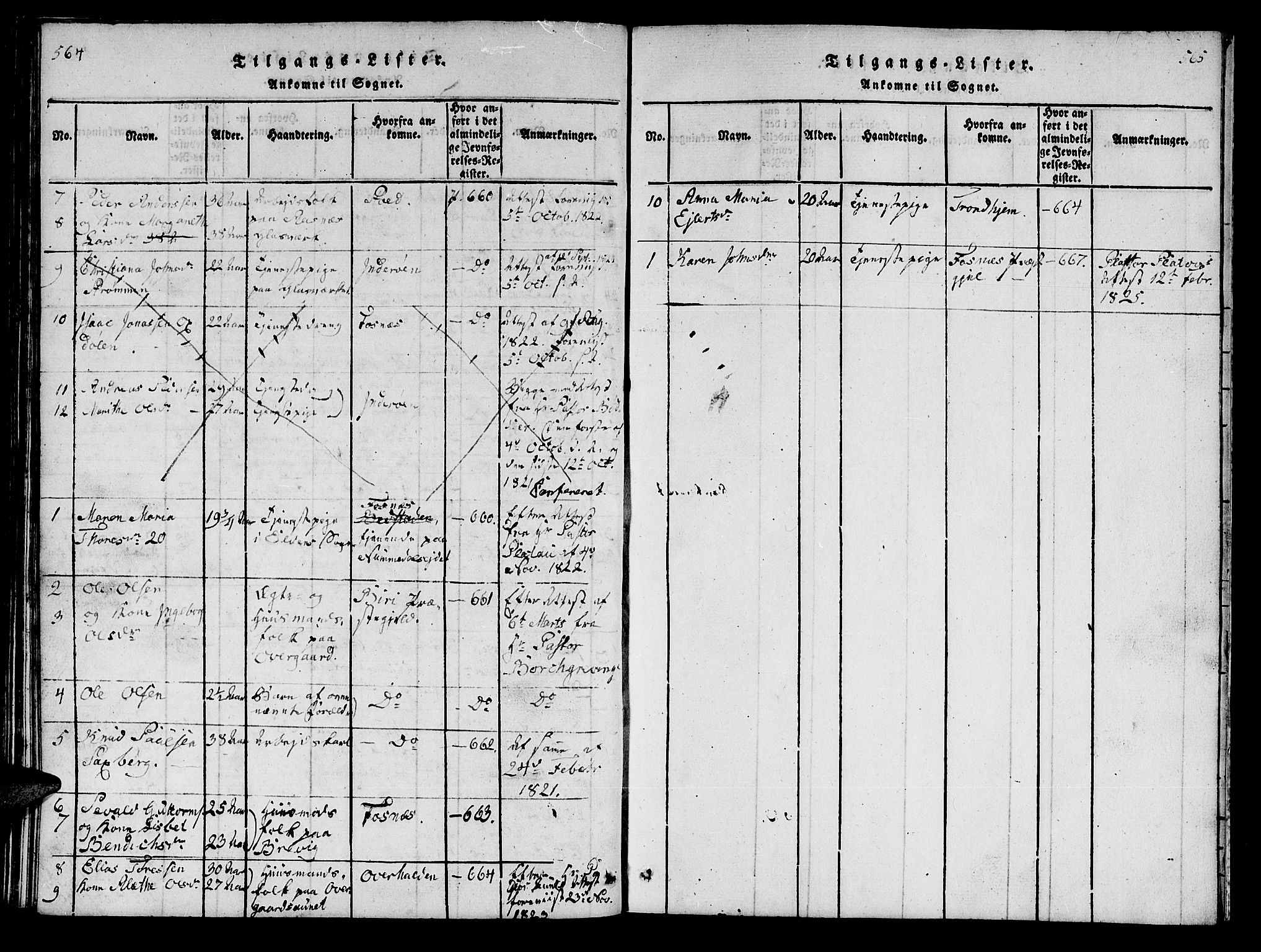 Ministerialprotokoller, klokkerbøker og fødselsregistre - Nord-Trøndelag, SAT/A-1458/742/L0411: Parish register (copy) no. 742C02, 1817-1825, p. 564-565
