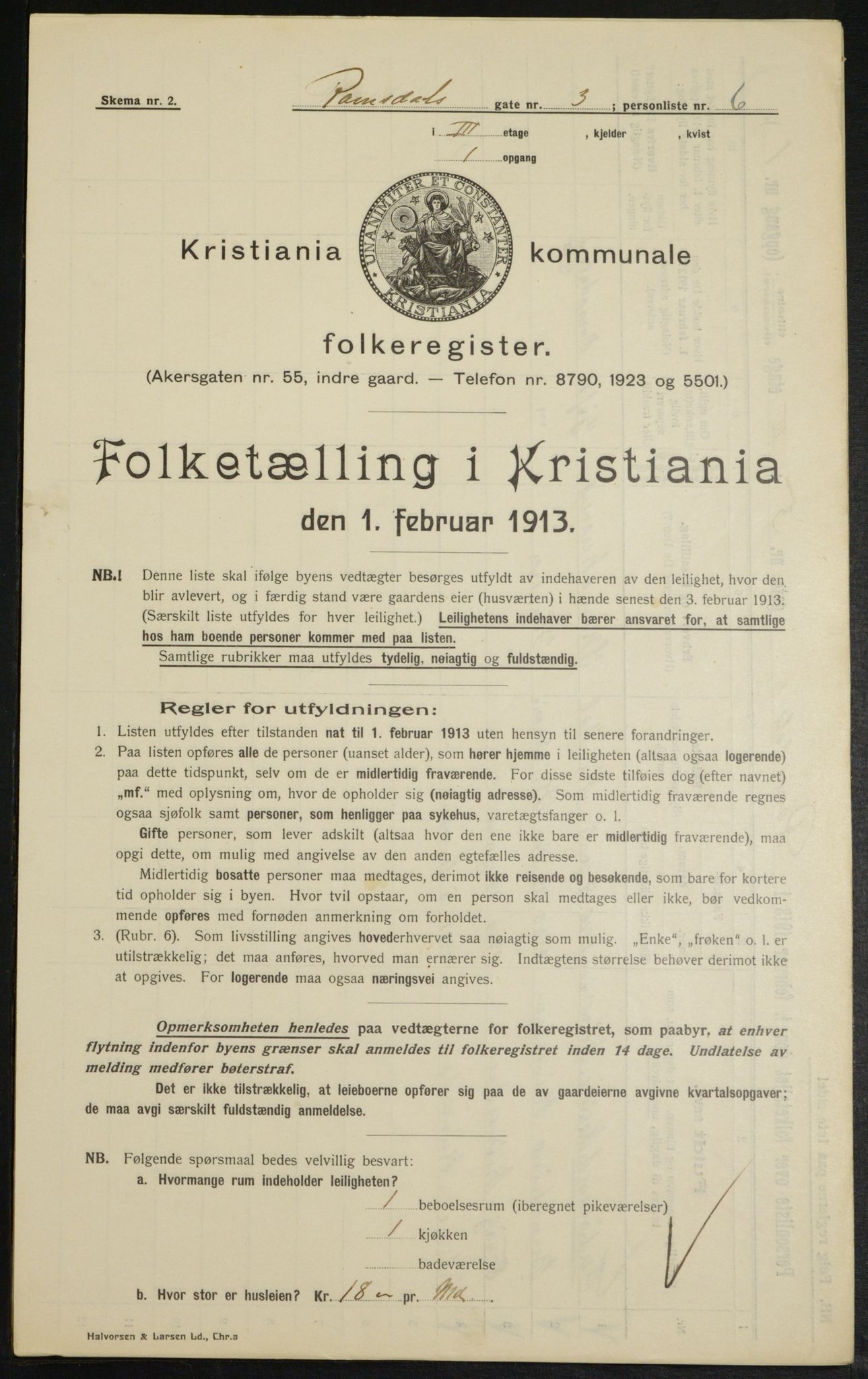 OBA, Municipal Census 1913 for Kristiania, 1913, p. 83230