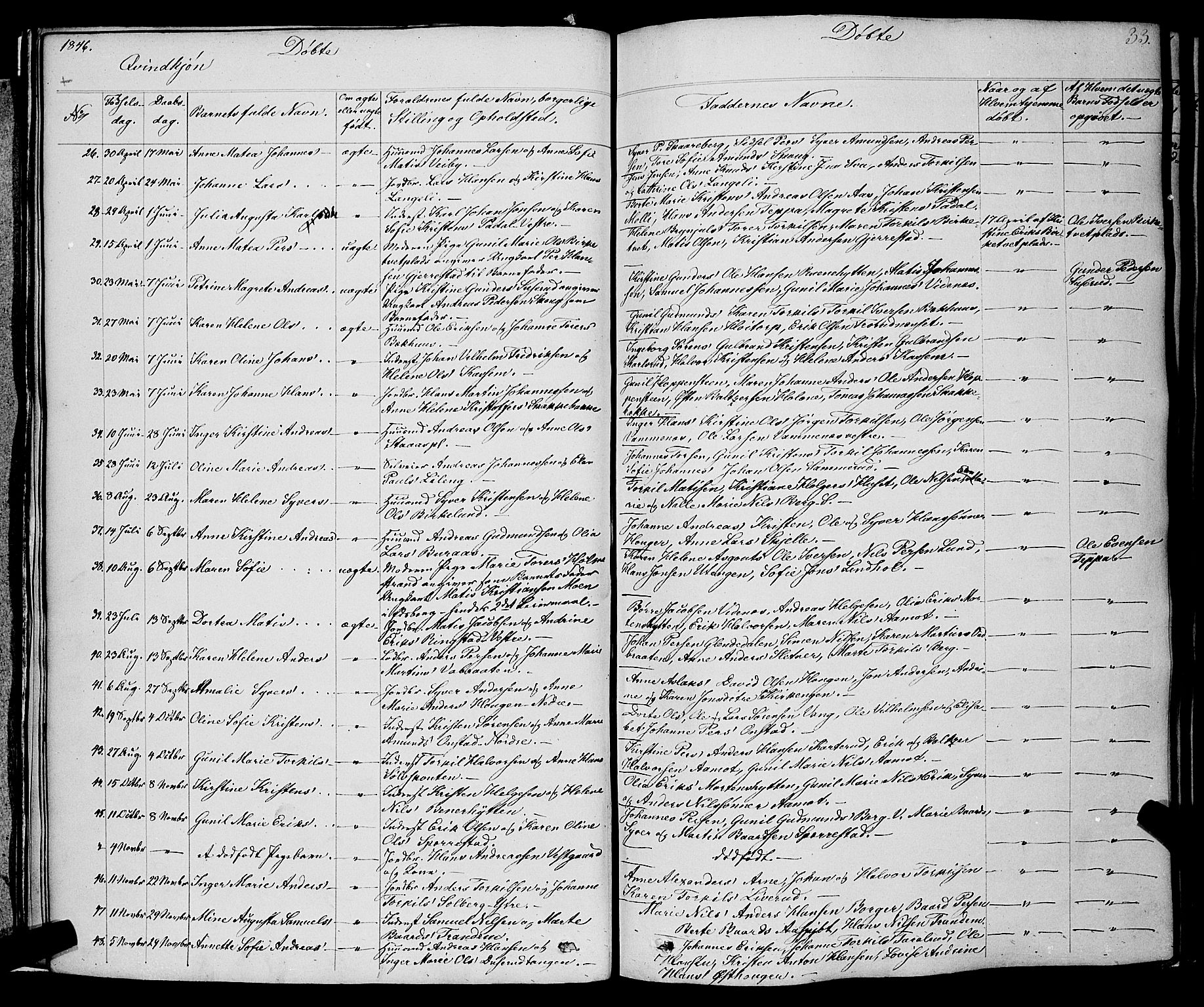 Skiptvet prestekontor Kirkebøker, AV/SAO-A-20009/F/Fa/L0006: Parish register (official) no. 6, 1839-1860, p. 33