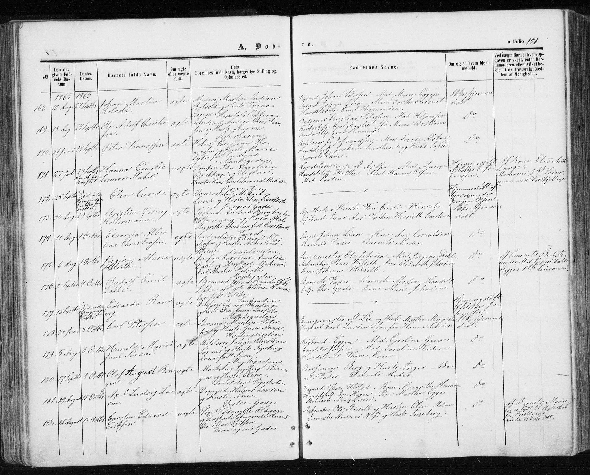 Ministerialprotokoller, klokkerbøker og fødselsregistre - Sør-Trøndelag, SAT/A-1456/601/L0053: Parish register (official) no. 601A21, 1857-1865, p. 151