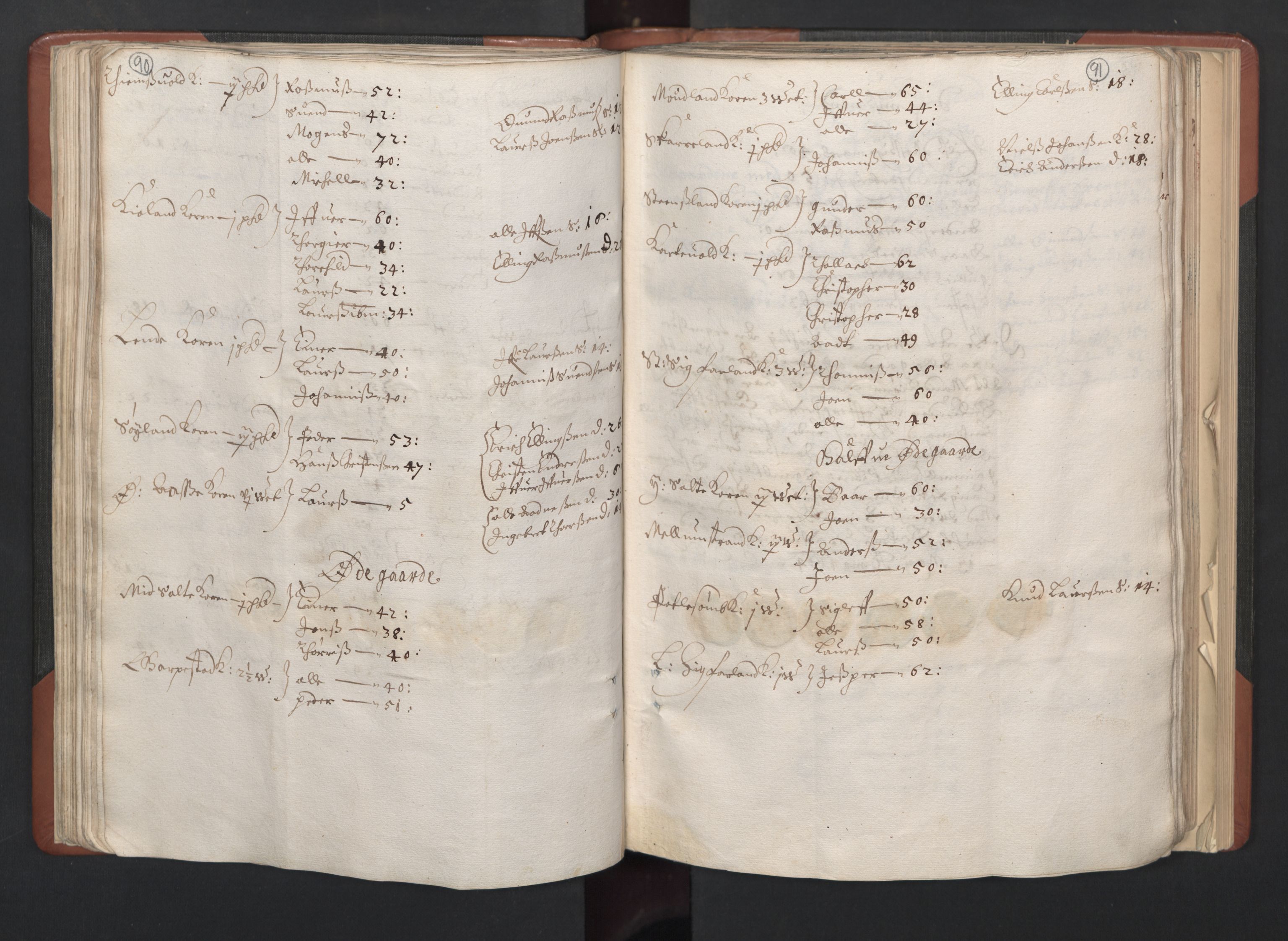 RA, Bailiff's Census 1664-1666, no. 11: Jæren and Dalane fogderi, 1664, p. 90-91