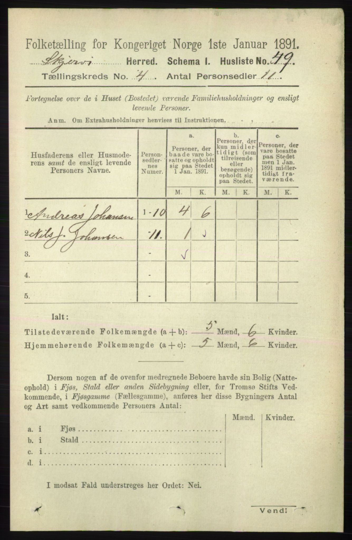 RA, 1891 census for 1941 Skjervøy, 1891, p. 2272