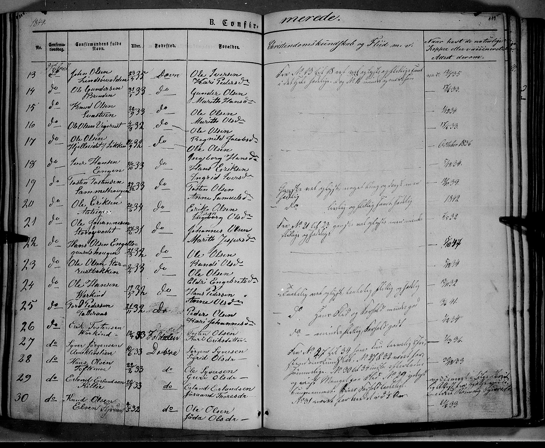 Lesja prestekontor, AV/SAH-PREST-068/H/Ha/Haa/L0006: Parish register (official) no. 6A, 1843-1854, p. 448-449