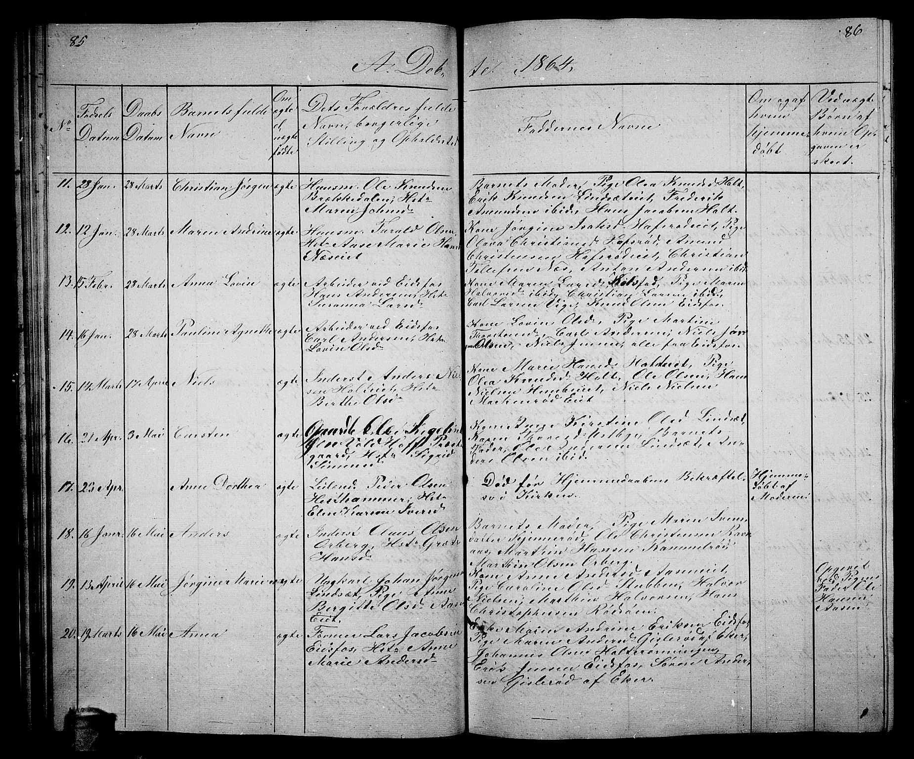 Hof kirkebøker, AV/SAKO-A-64/G/Ga/L0002: Parish register (copy) no. I 2, 1859-1873, p. 85-86