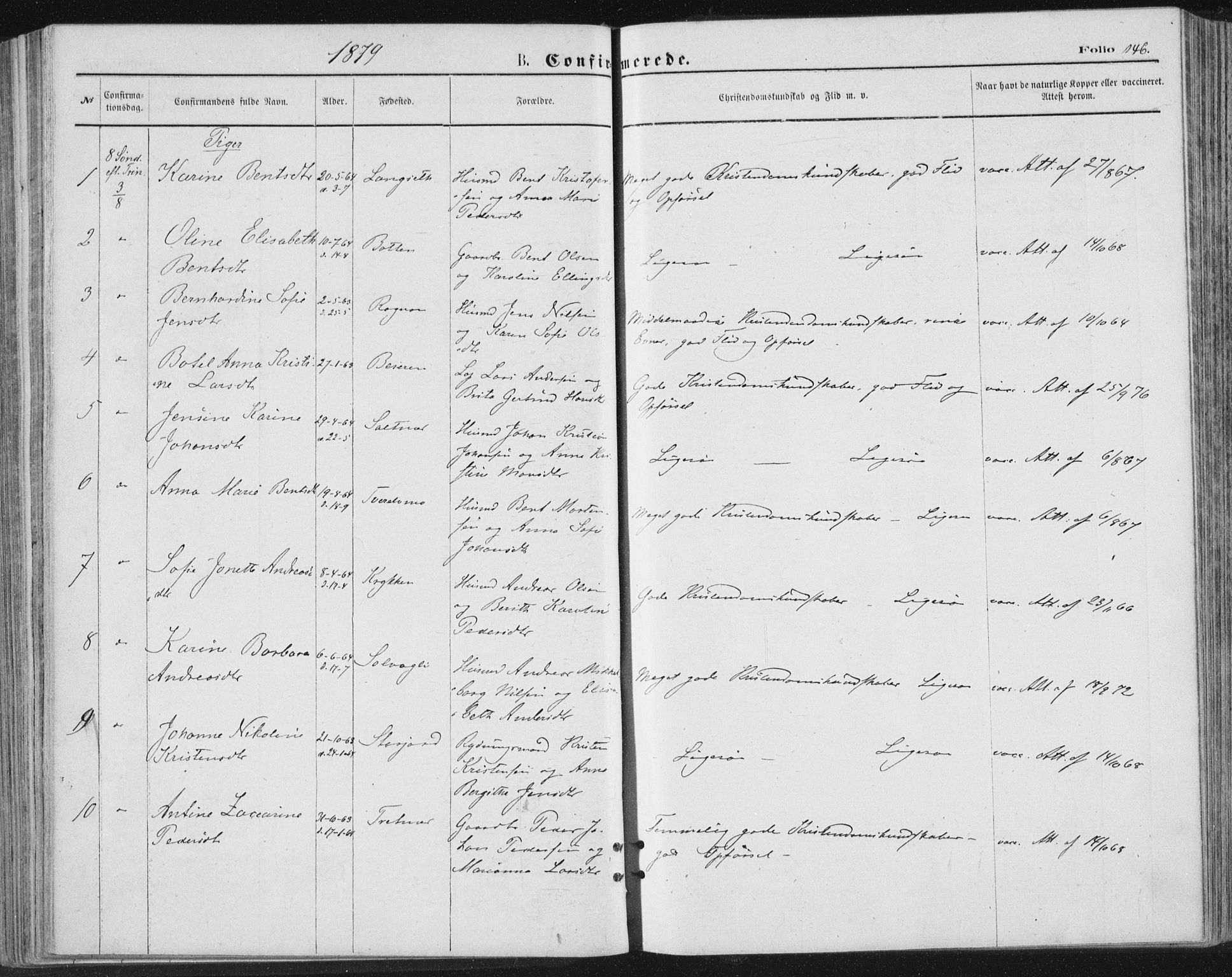 Ministerialprotokoller, klokkerbøker og fødselsregistre - Nordland, SAT/A-1459/847/L0668: Parish register (official) no. 847A08, 1872-1886, p. 146