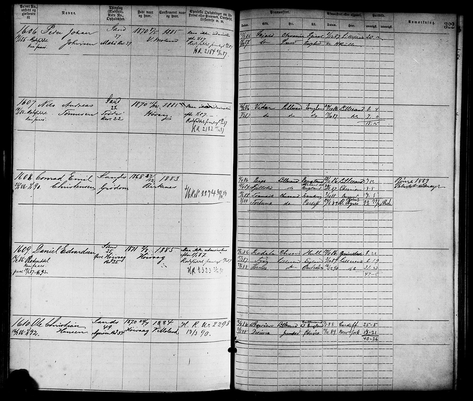 Lillesand mønstringskrets, AV/SAK-2031-0014/F/Fa/L0004: Annotasjonsrulle nr 1-1920 med register, G-1, 1869-1891, p. 350