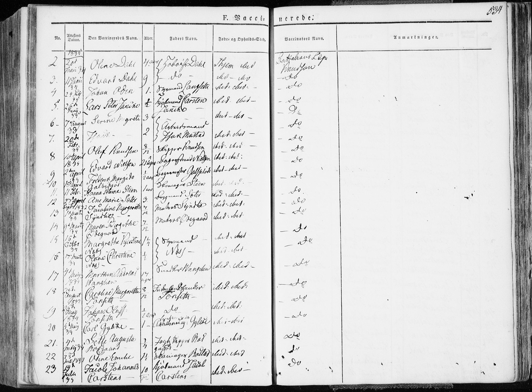 Ministerialprotokoller, klokkerbøker og fødselsregistre - Sør-Trøndelag, SAT/A-1456/601/L0047: Parish register (official) no. 601A15, 1831-1839, p. 534