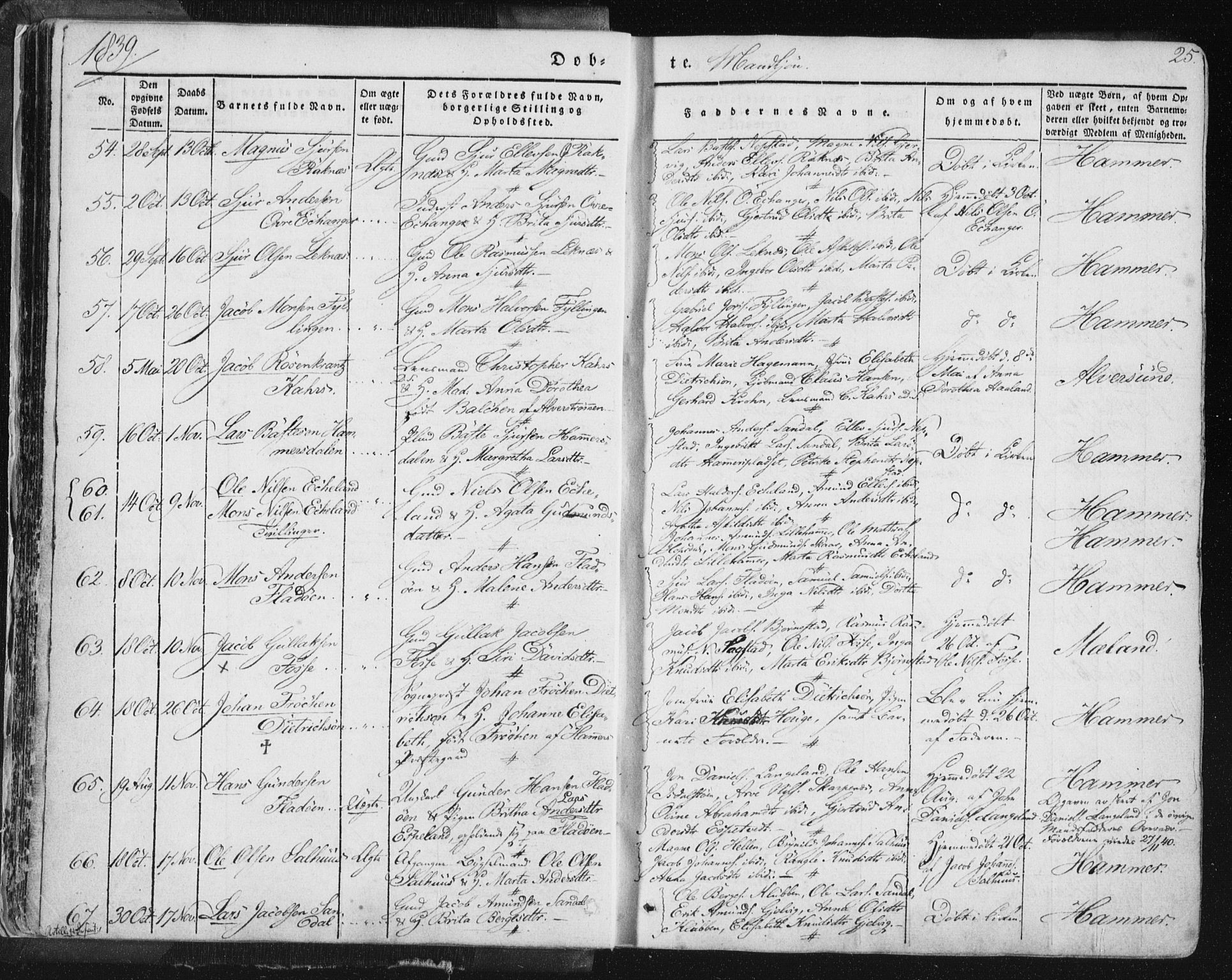 Hamre sokneprestembete, AV/SAB-A-75501/H/Ha/Haa/Haaa/L0012: Parish register (official) no. A 12, 1834-1845, p. 25