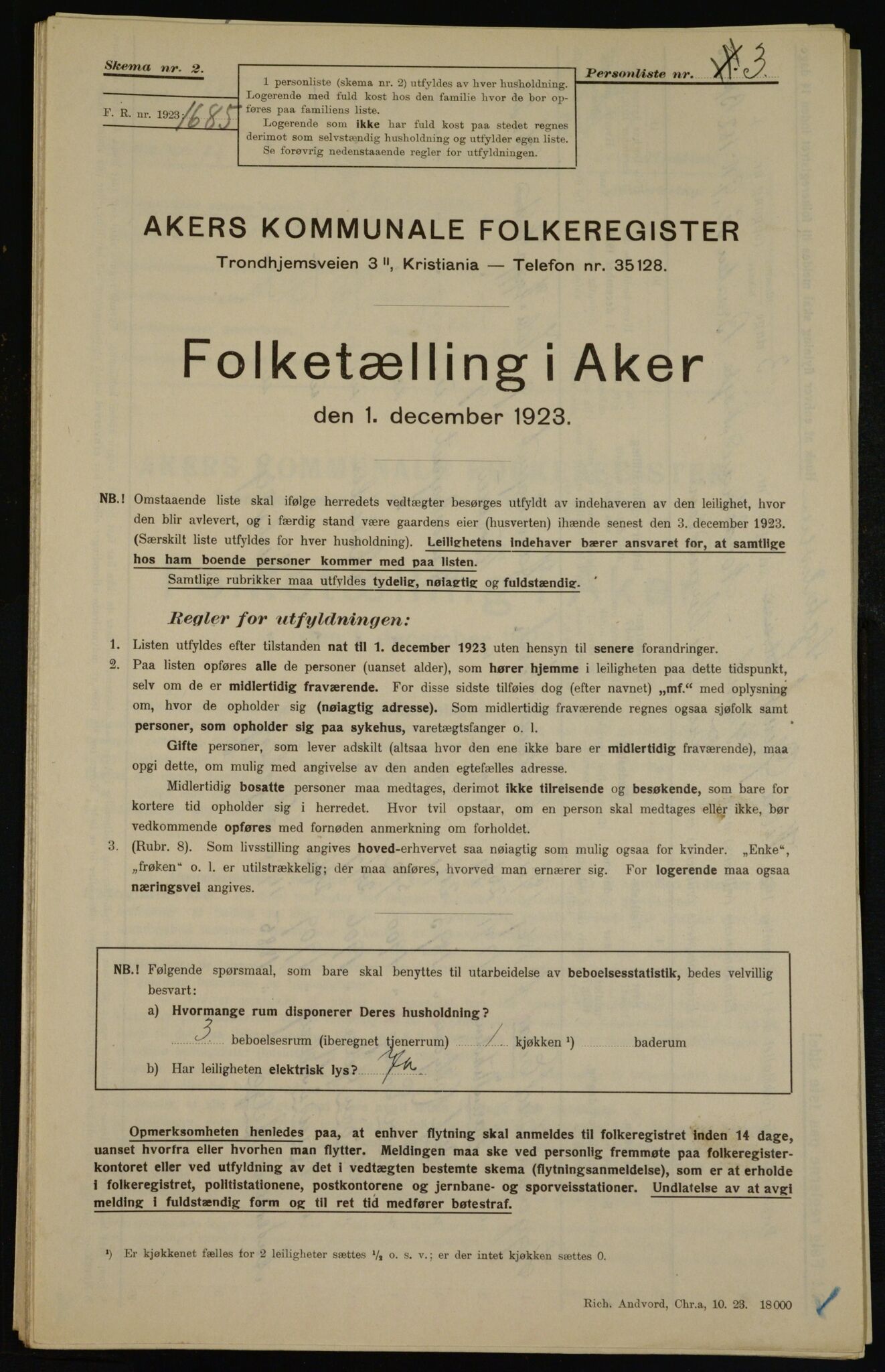 , Municipal Census 1923 for Aker, 1923, p. 46227