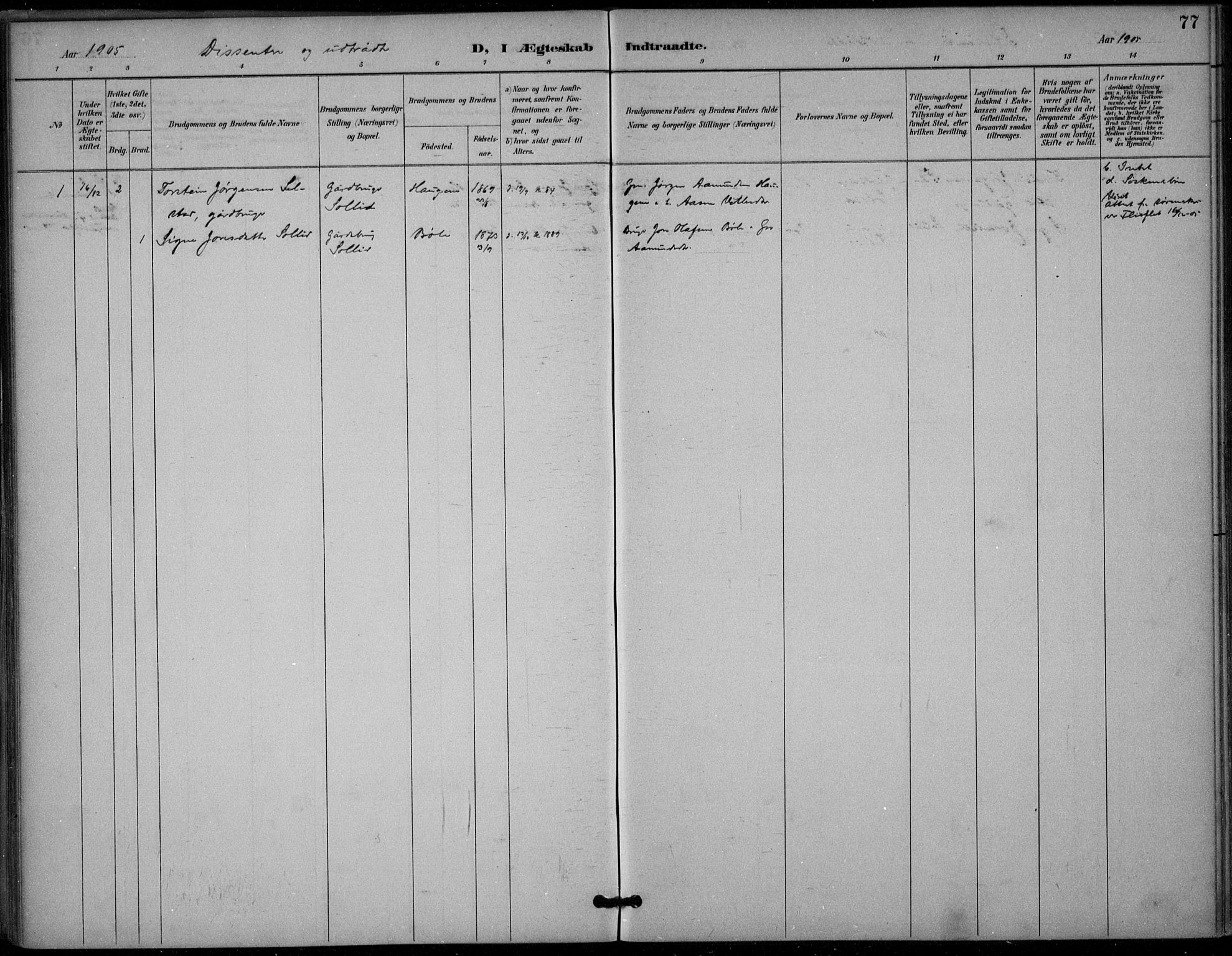 Seljord kirkebøker, AV/SAKO-A-20/F/Fc/L0002: Parish register (official) no. III 2, 1887-1920, p. 77