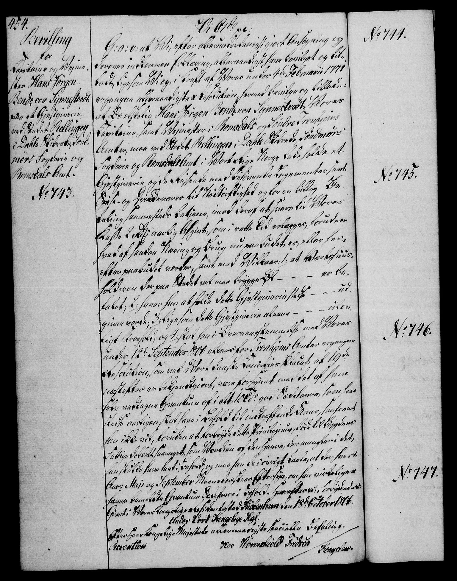 Rentekammeret, Kammerkanselliet, RA/EA-3111/G/Gg/Gga/L0018: Norsk ekspedisjonsprotokoll med register (merket RK 53.18), 1804-1806, p. 454