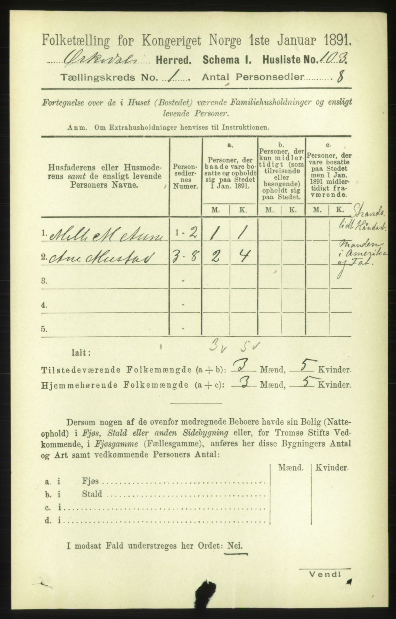 RA, 1891 census for 1638 Orkdal, 1891, p. 149