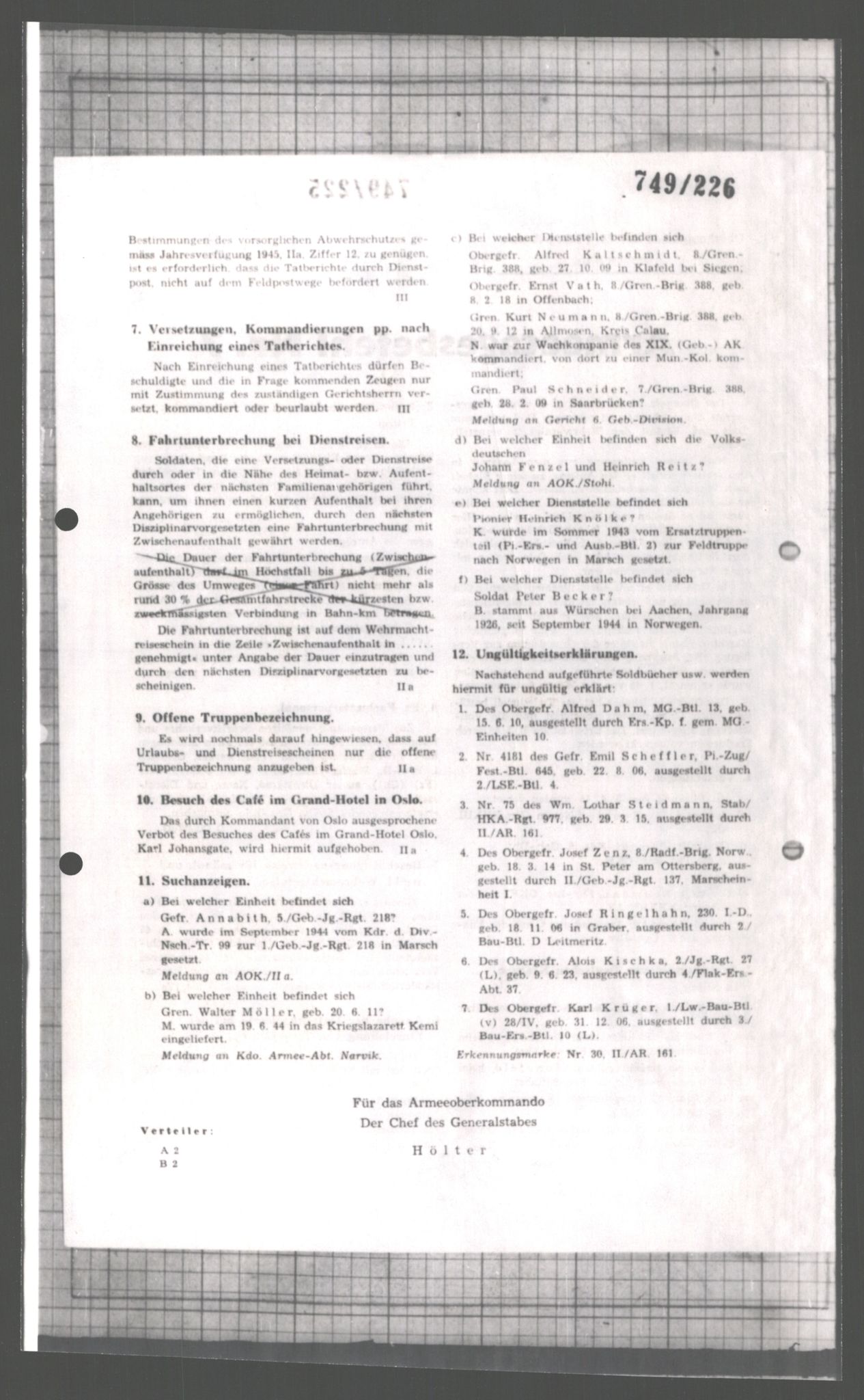 Forsvarets Overkommando. 2 kontor. Arkiv 11.4. Spredte tyske arkivsaker, AV/RA-RAFA-7031/D/Dar/Dara/L0004: Krigsdagbøker for 20. Gebirgs-Armee-Oberkommando (AOK 20), 1945, p. 627