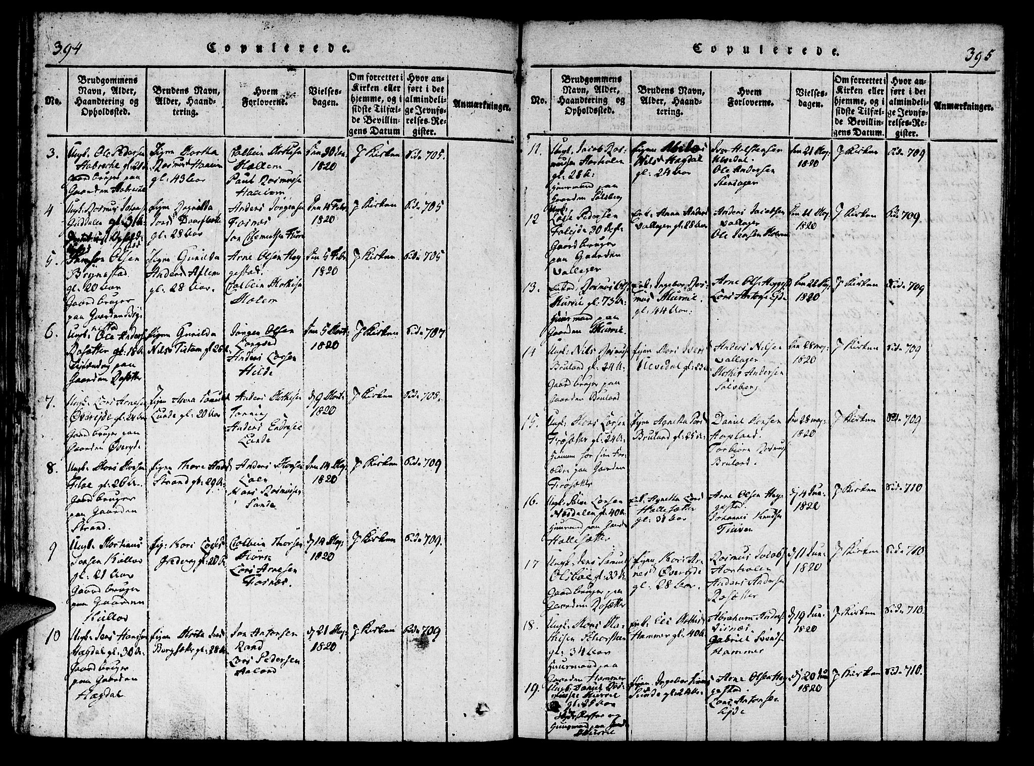 Innvik sokneprestembete, AV/SAB-A-80501: Parish register (official) no. A 2, 1816-1821, p. 394-395