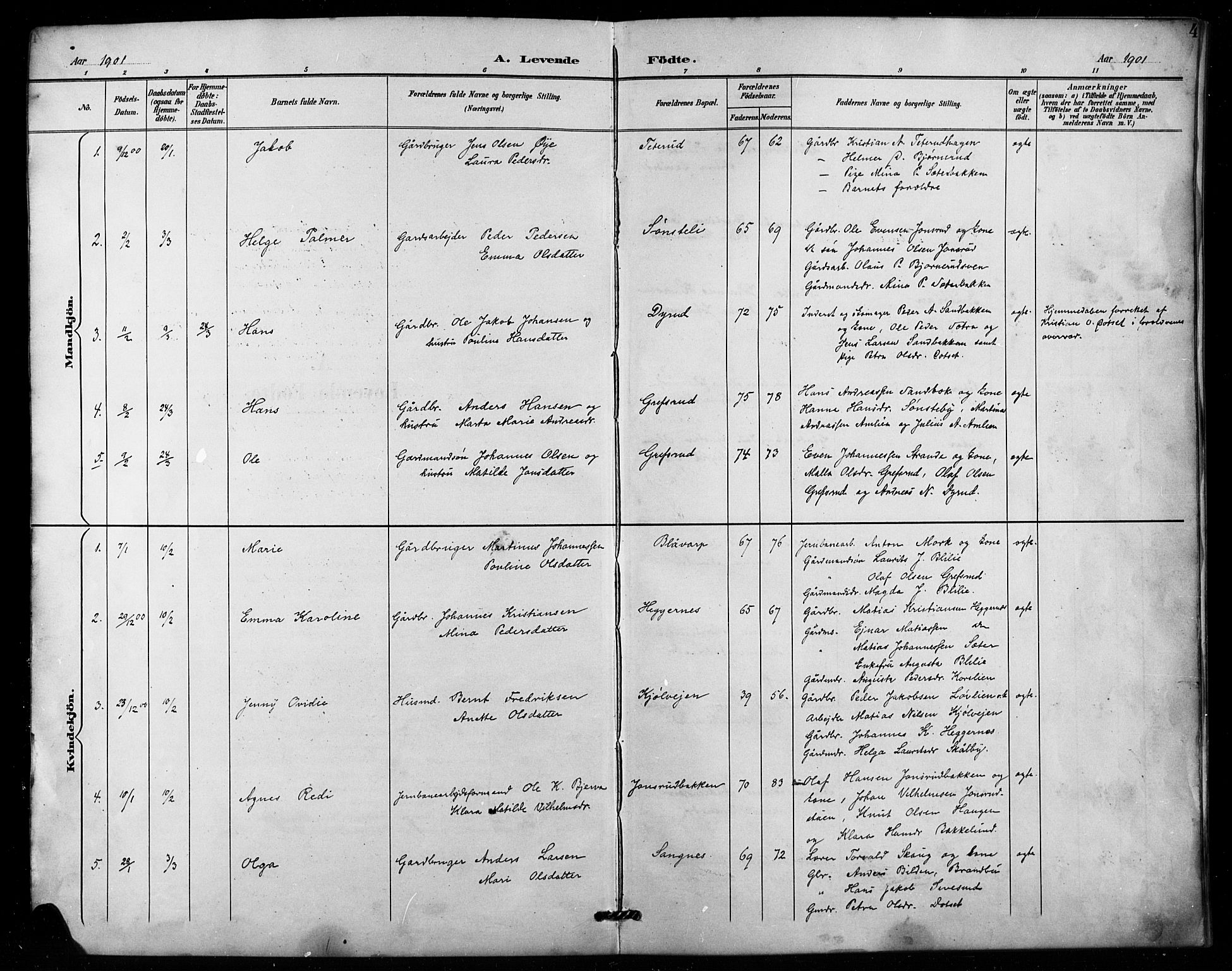 Vestre Toten prestekontor, SAH/PREST-108/H/Ha/Hab/L0016: Parish register (copy) no. 16, 1901-1915, p. 4