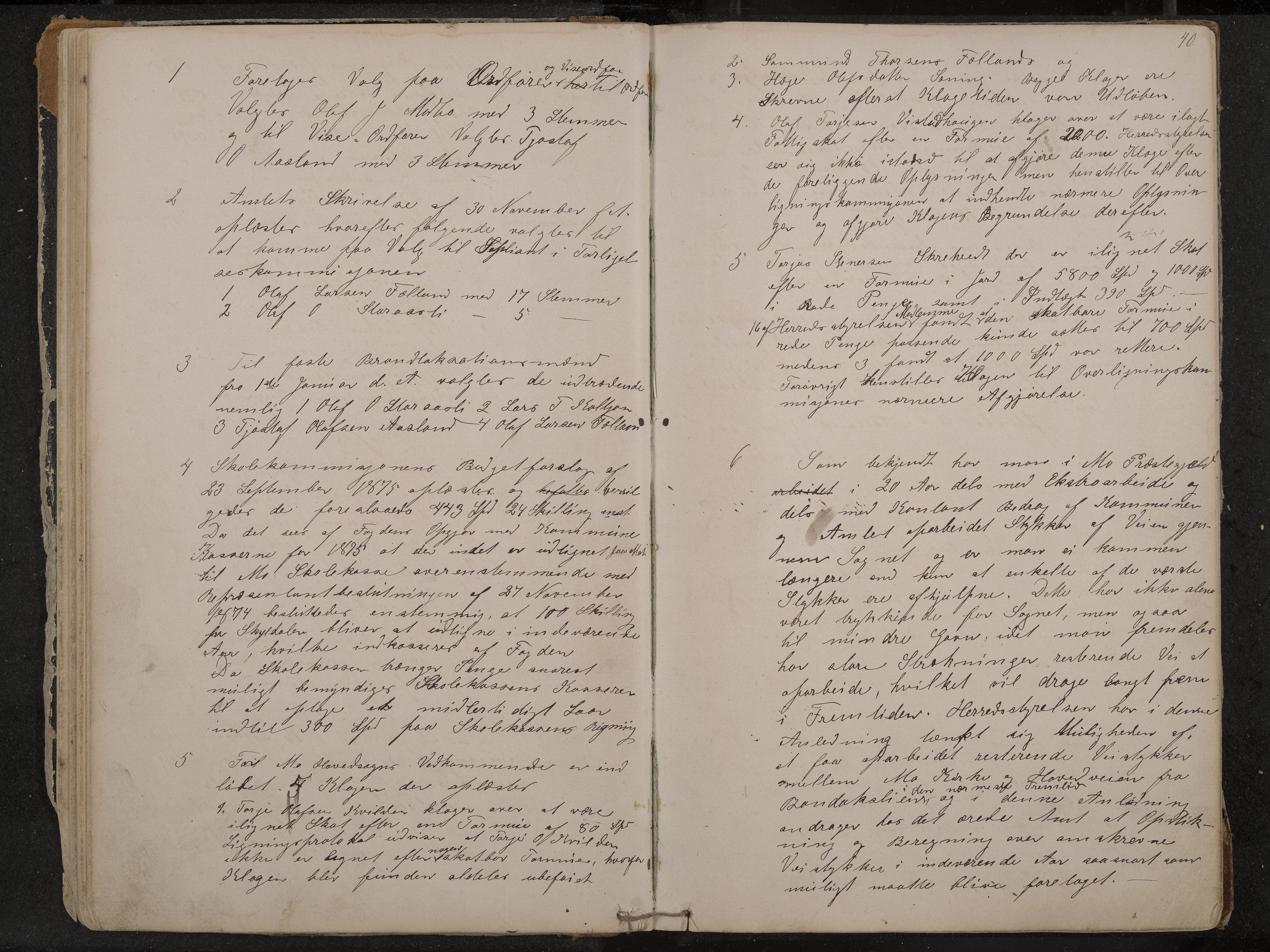 Mo formannskap og sentraladministrasjon, IKAK/0832021/A/L0002: Møtebok, 1869-1886, p. 40