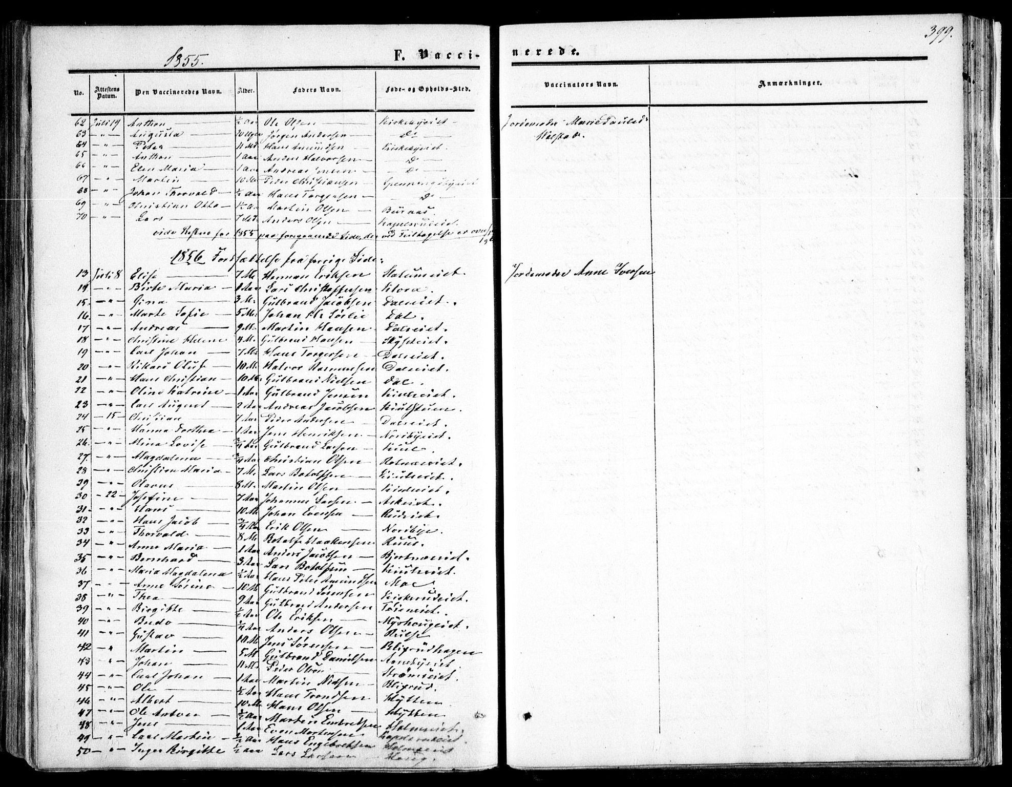 Nittedal prestekontor Kirkebøker, SAO/A-10365a/F/Fa/L0005: Parish register (official) no. I 5, 1850-1862, p. 399