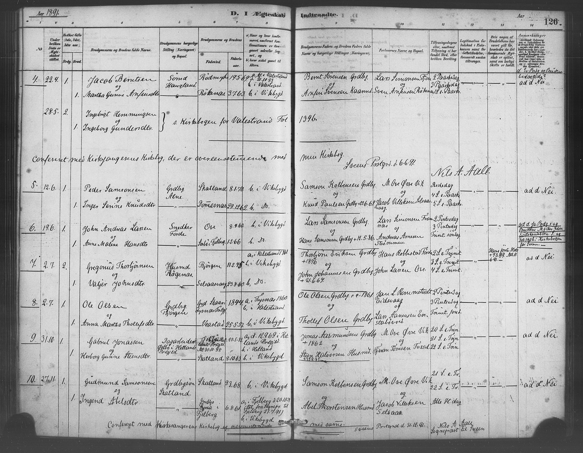 Sveio Sokneprestembete, SAB/A-78501/H/Haa: Parish register (official) no. D 1, 1878-1894, p. 126