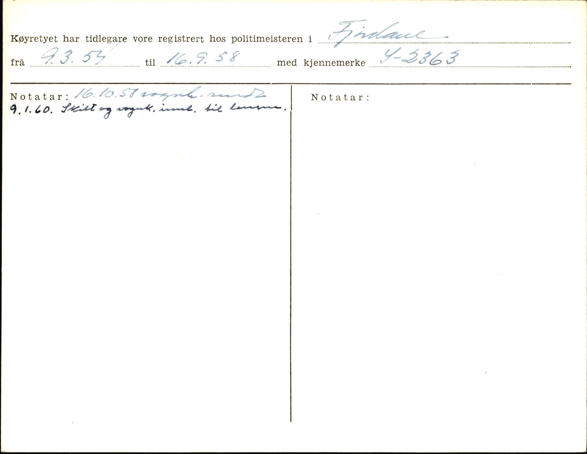 Statens vegvesen, Sogn og Fjordane vegkontor, AV/SAB-A-5301/4/F/L0006: Registerkort utmeldte Fjordane S8300-9500, 1930-1961, p. 105