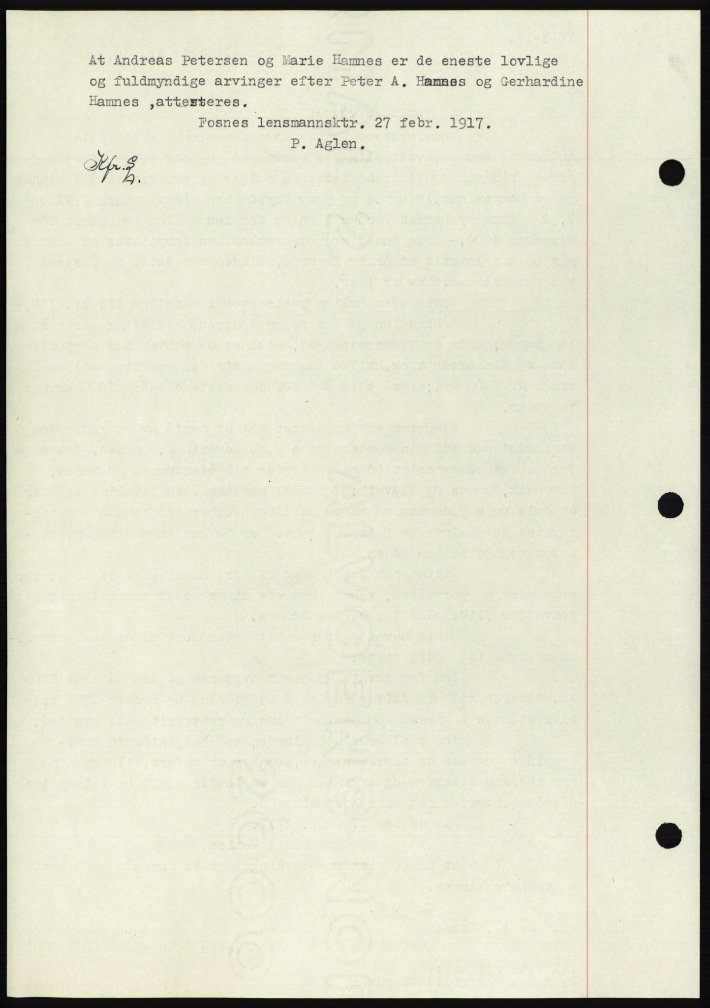 Namdal sorenskriveri, SAT/A-4133/1/2/2C: Mortgage book no. -, 1916-1921, Deed date: 10.03.1917