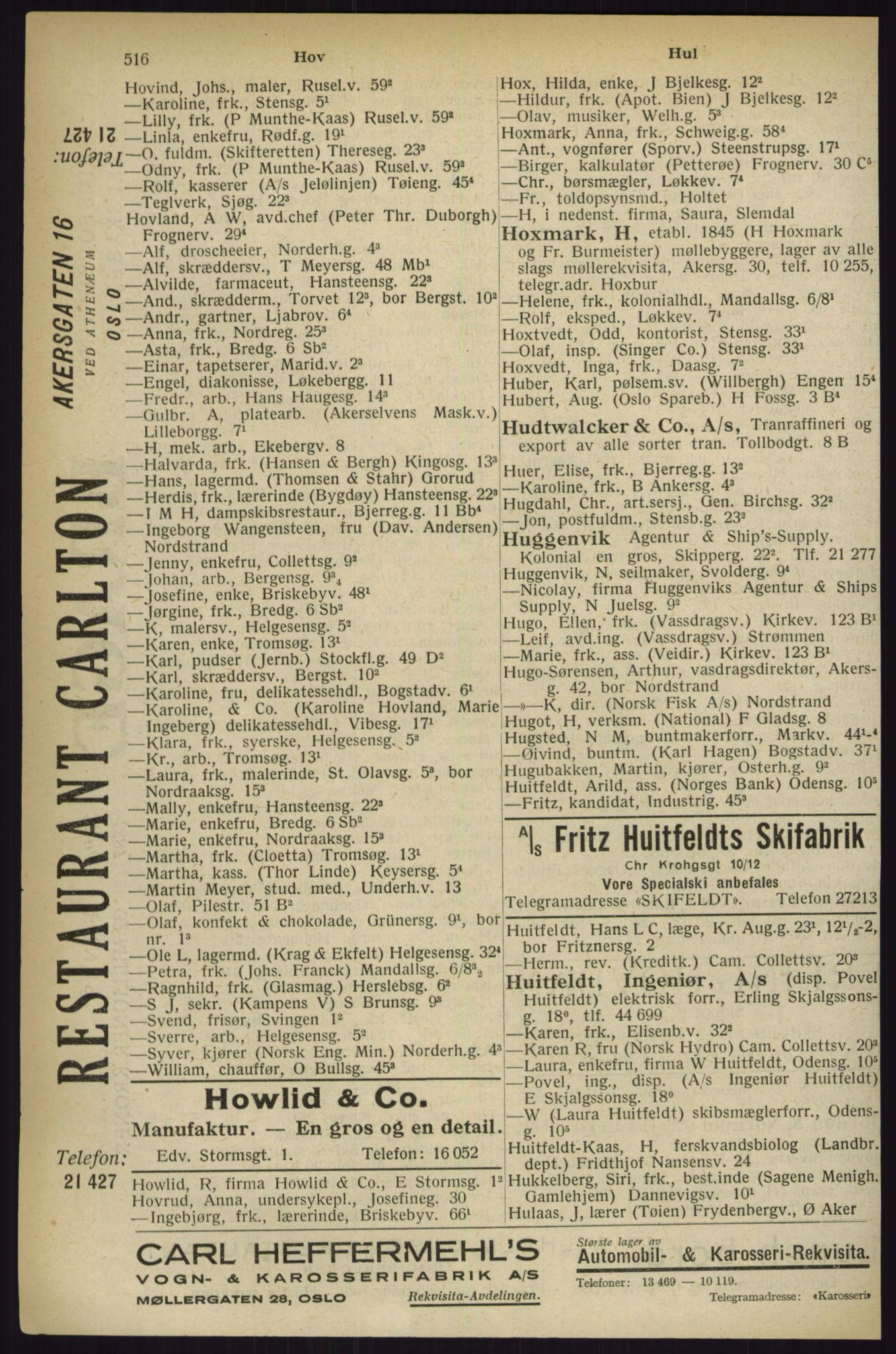 Kristiania/Oslo adressebok, PUBL/-, 1927, p. 516