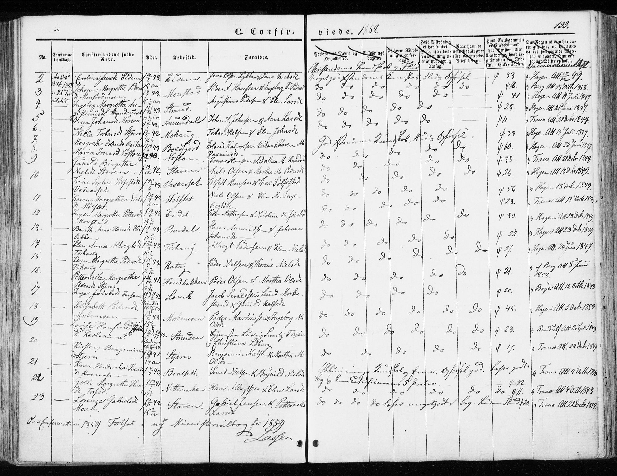Ministerialprotokoller, klokkerbøker og fødselsregistre - Sør-Trøndelag, SAT/A-1456/655/L0677: Parish register (official) no. 655A06, 1847-1860, p. 133