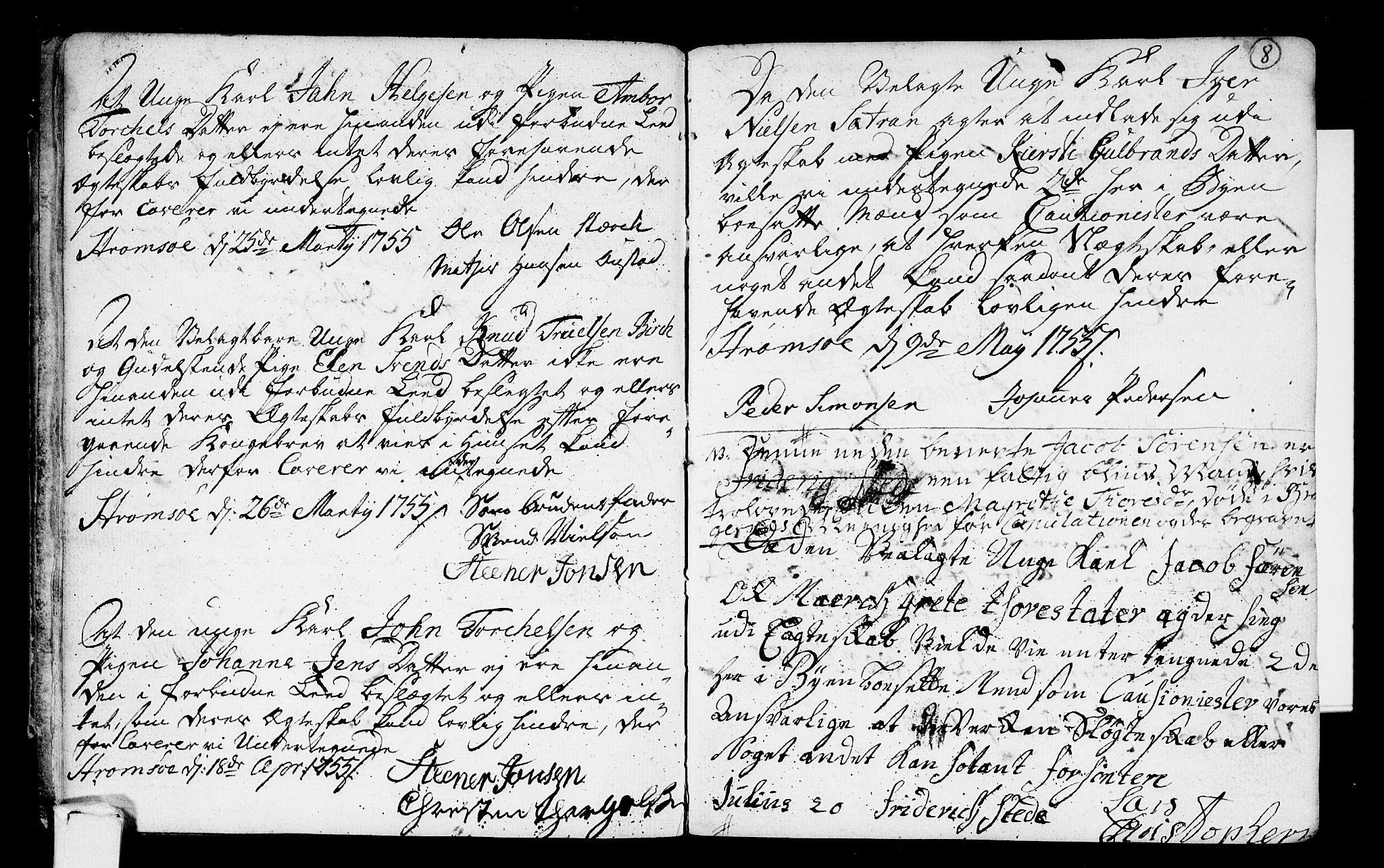 Strømsø kirkebøker, SAKO/A-246/H/Hb/L0001: Best man's statements no. 1, 1752-1815, p. 8