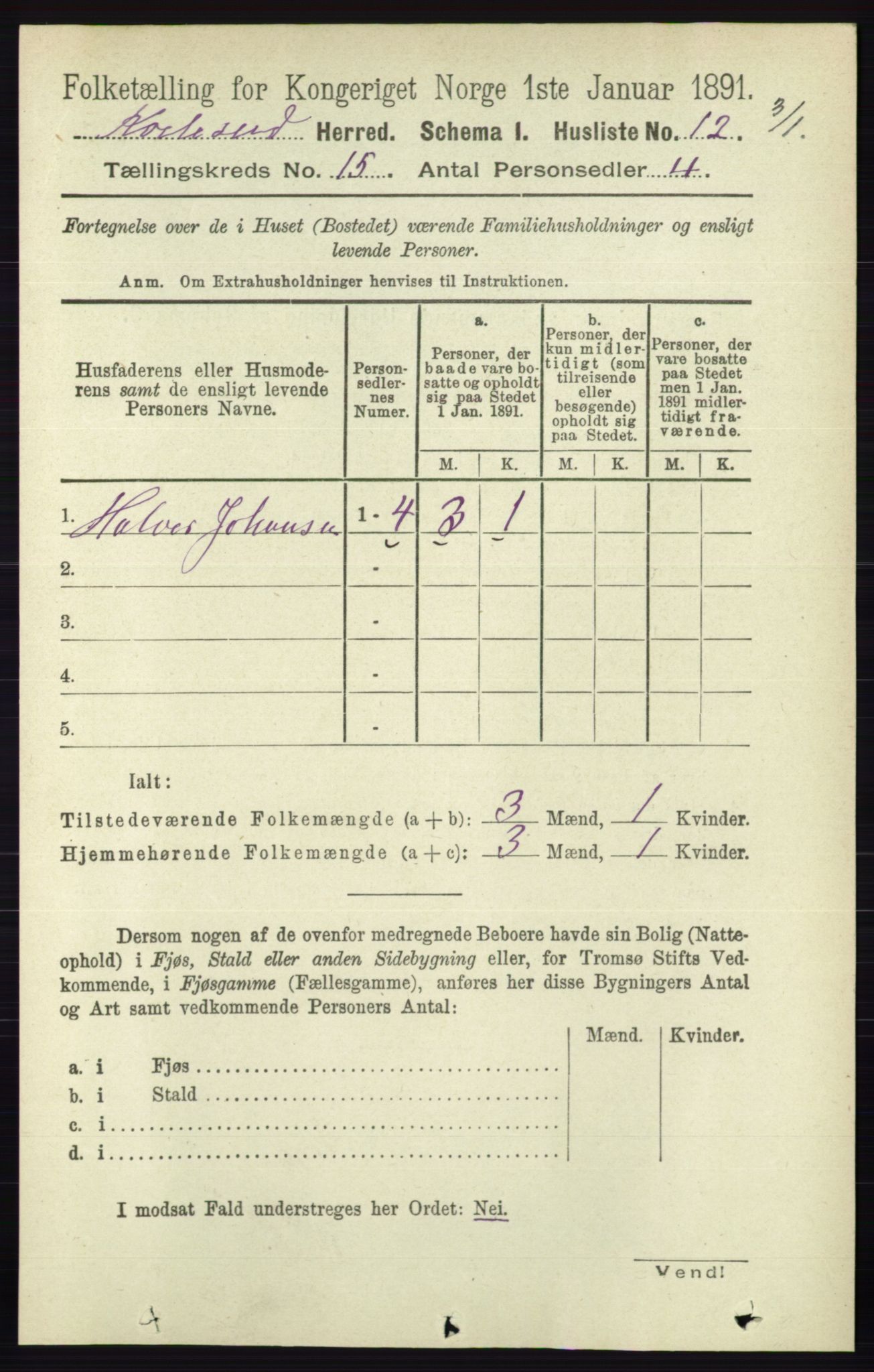 RA, 1891 census for 0829 Kviteseid, 1891, p. 3513