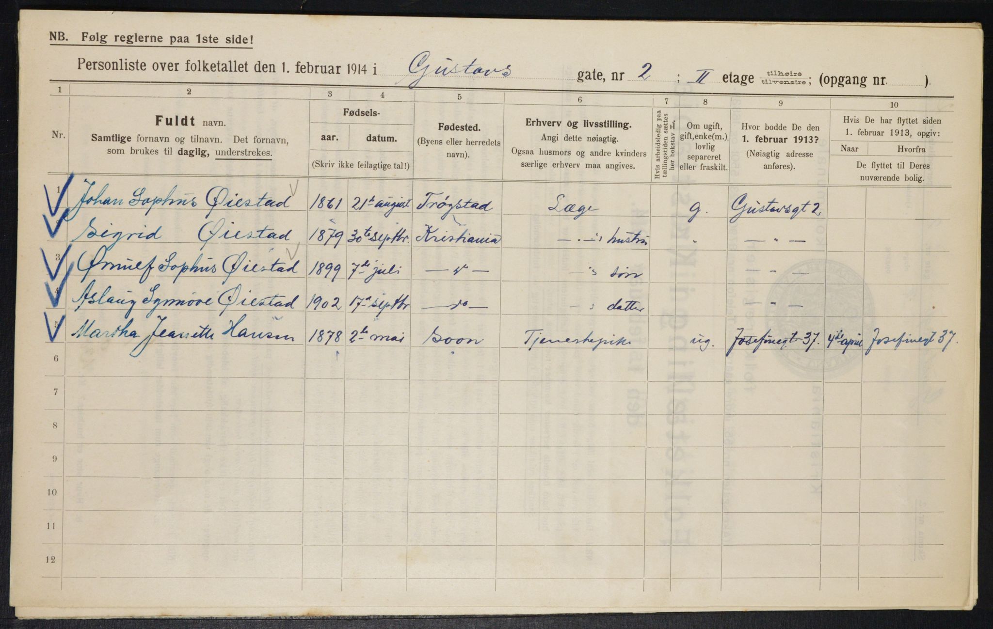 OBA, Municipal Census 1914 for Kristiania, 1914, p. 32518