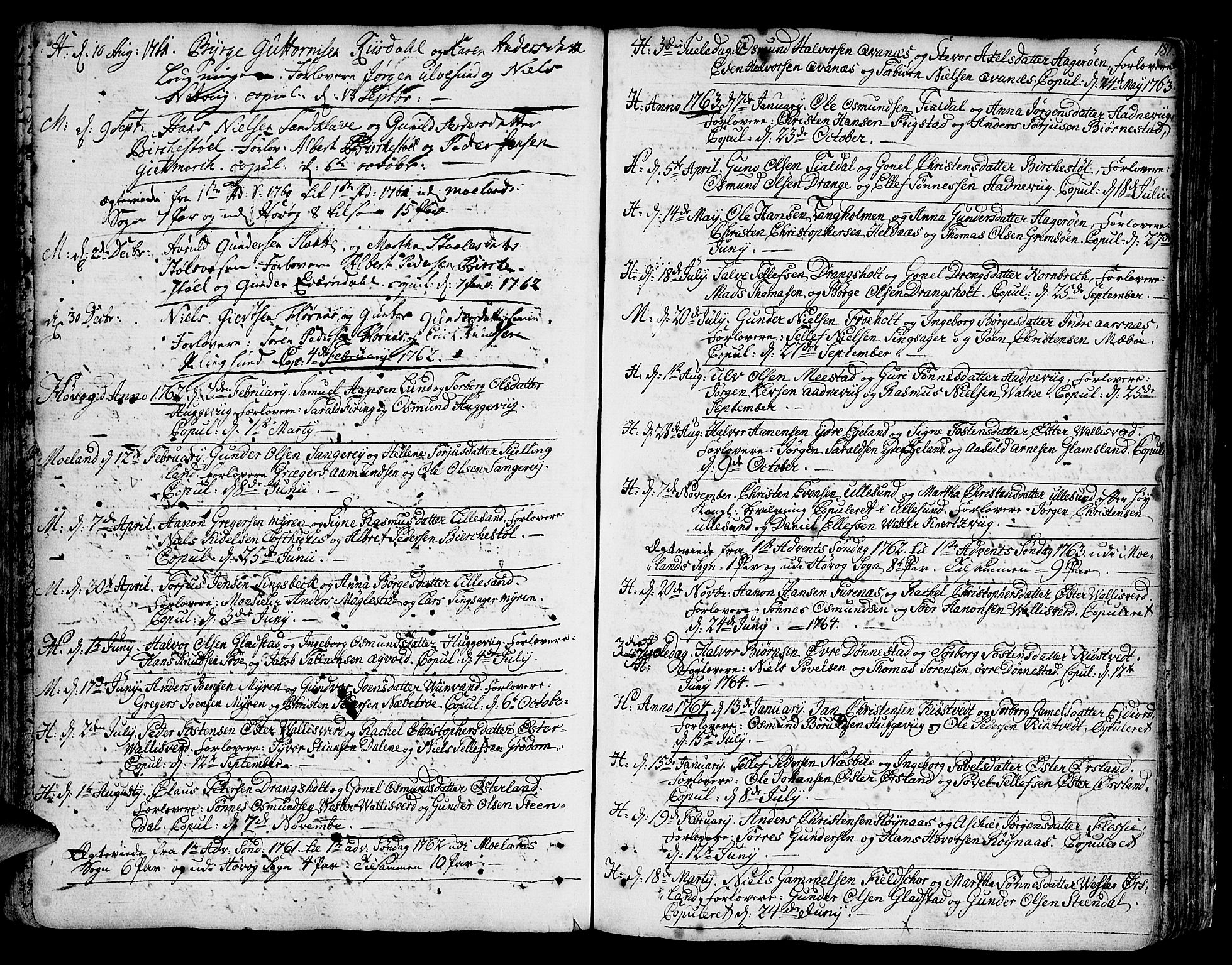 Vestre Moland sokneprestkontor, SAK/1111-0046/F/Fa/Fab/L0002: Parish register (official) no. A 2, 1760-1816, p. 181