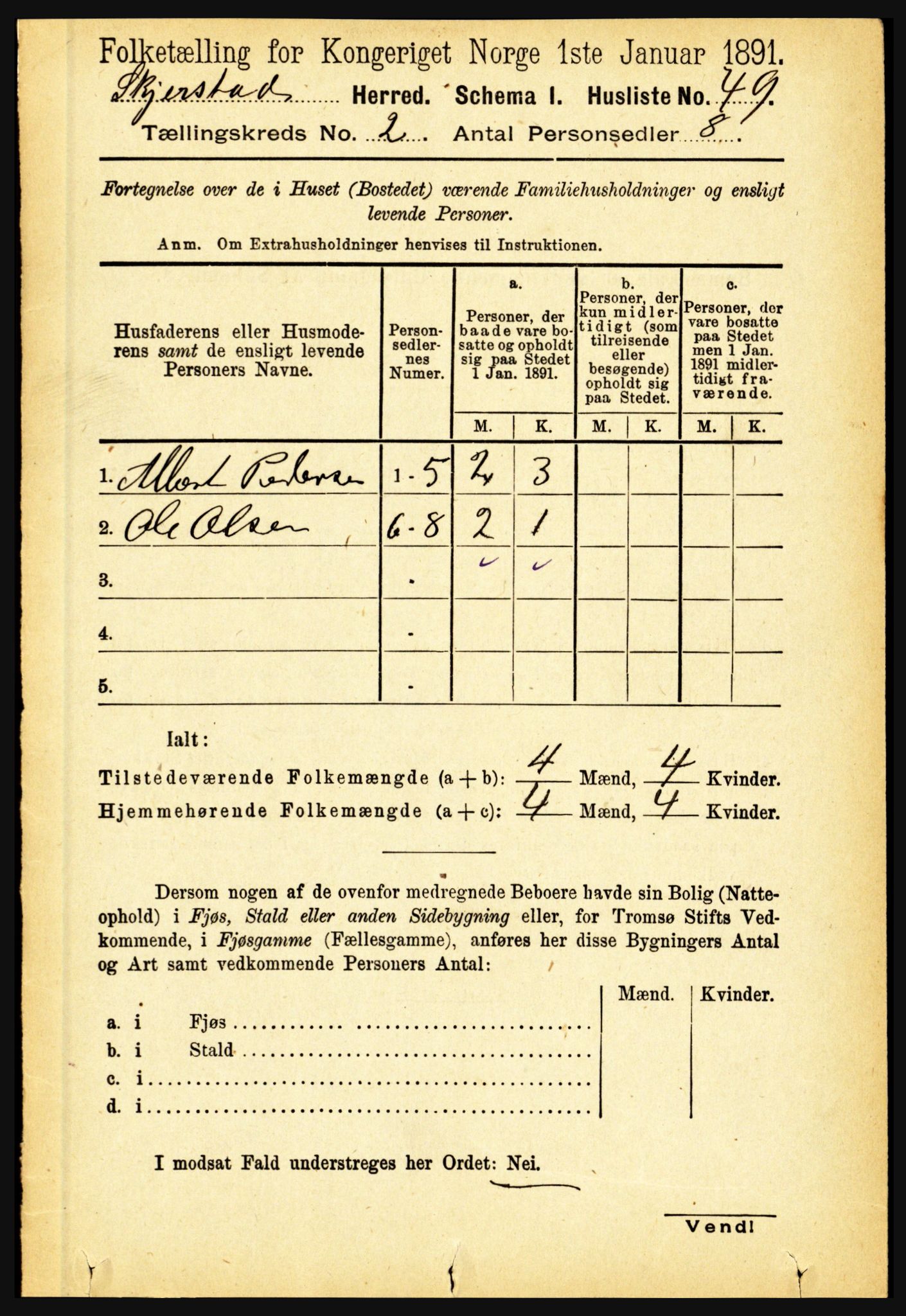 RA, 1891 census for 1842 Skjerstad, 1891, p. 344