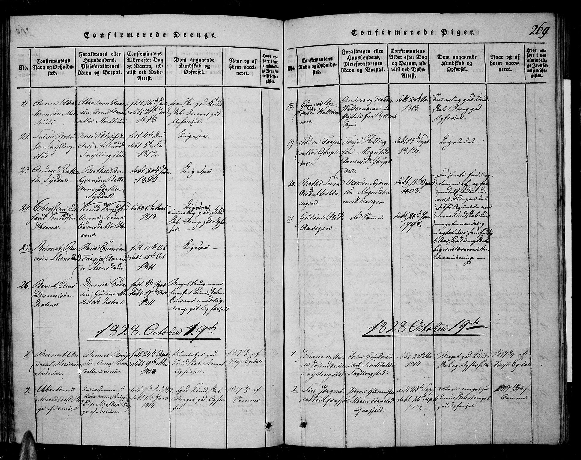 Sør-Audnedal sokneprestkontor, AV/SAK-1111-0039/F/Fa/Fab/L0005: Parish register (official) no. A 5, 1816-1830, p. 269