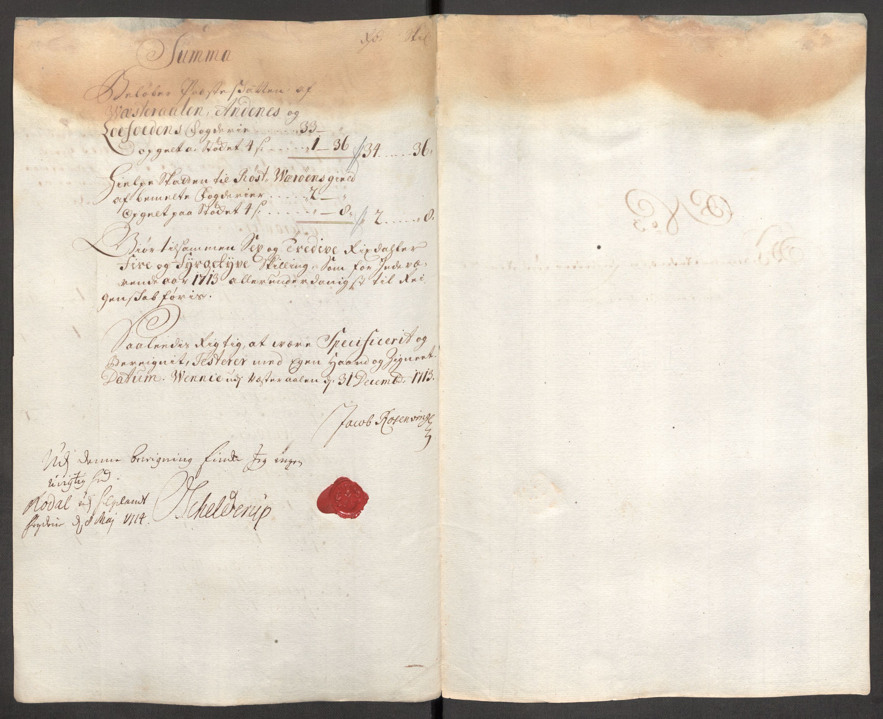 Rentekammeret inntil 1814, Reviderte regnskaper, Fogderegnskap, AV/RA-EA-4092/R67/L4679: Fogderegnskap Vesterålen, Andenes og Lofoten, 1711-1713, p. 130