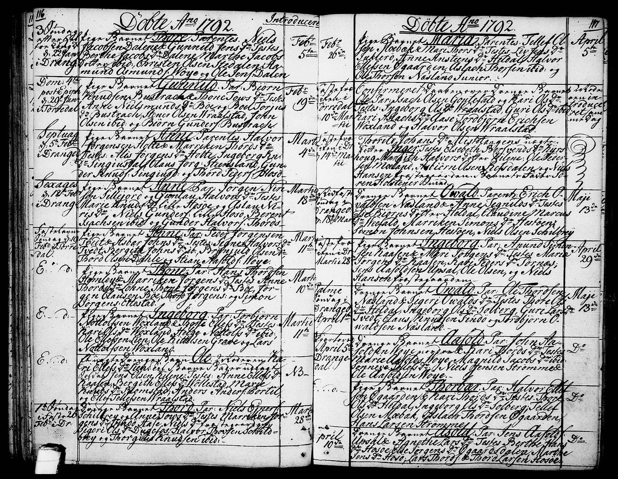 Drangedal kirkebøker, SAKO/A-258/F/Fa/L0003: Parish register (official) no. 3, 1768-1814, p. 116-117