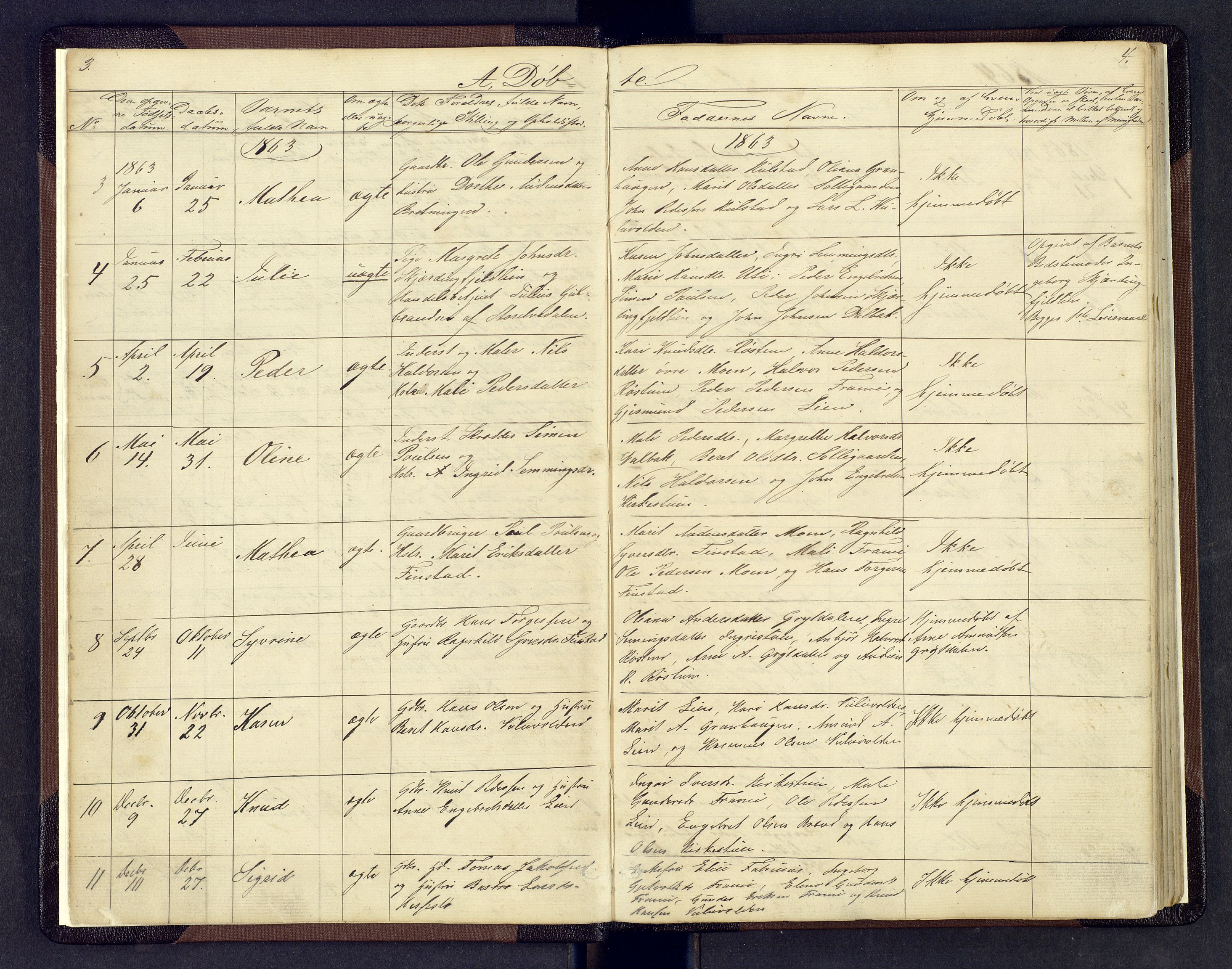 Sollia prestekontor, SAH/PREST-050/H/Ha/Hab/L0001: Parish register (copy) no. 1, 1862-1879, p. 3-4