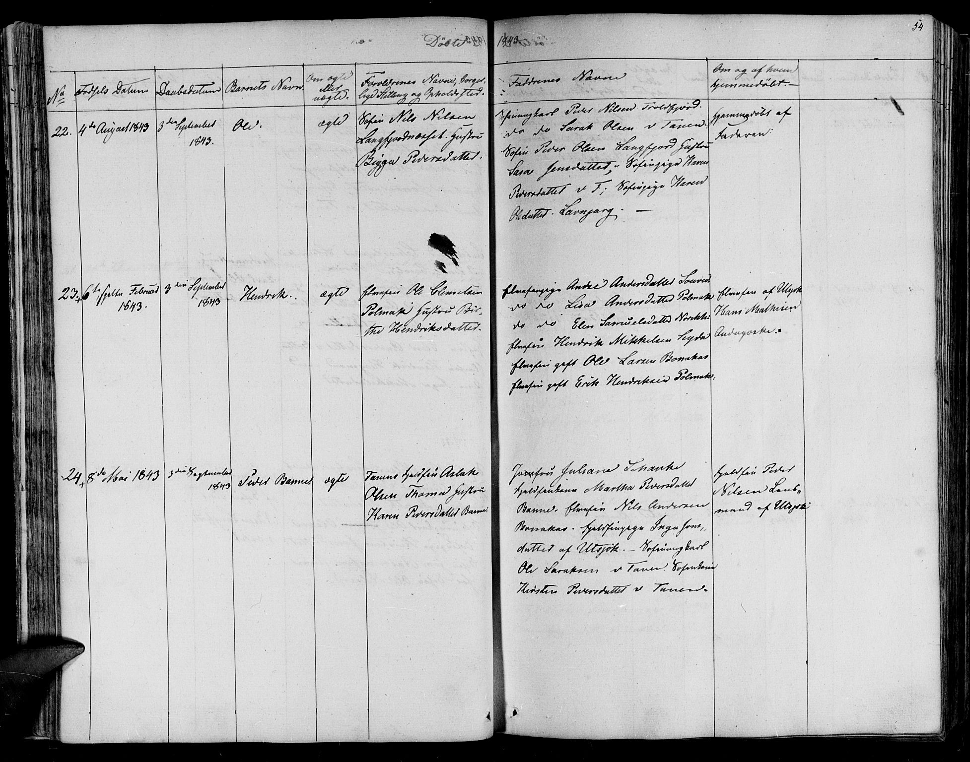 Lebesby sokneprestkontor, SATØ/S-1353/H/Ha/L0003kirke: Parish register (official) no. 3, 1833-1852, p. 54