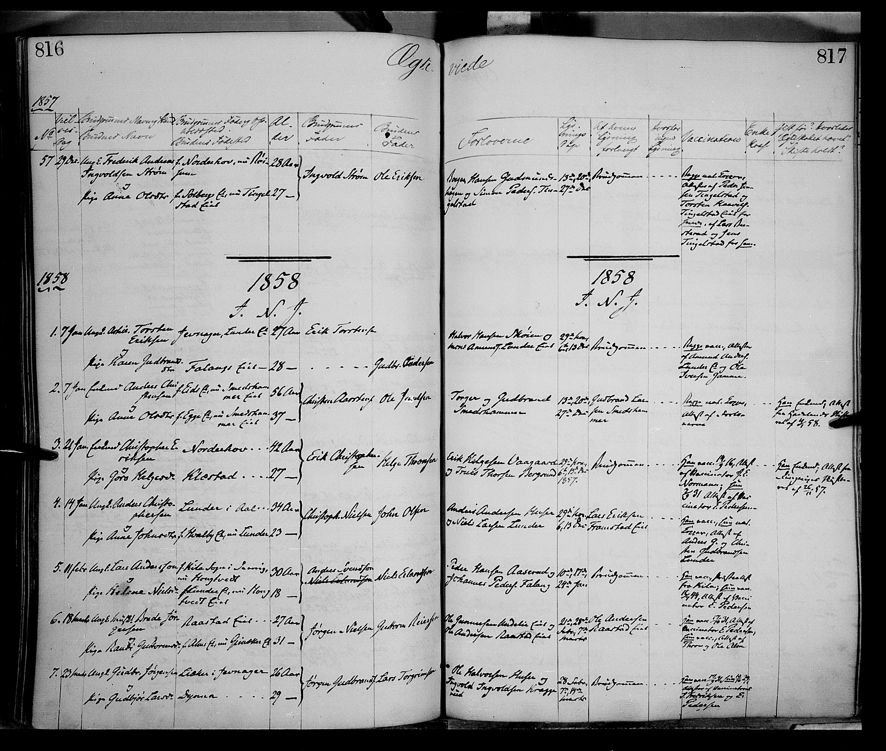 Gran prestekontor, SAH/PREST-112/H/Ha/Haa/L0012: Parish register (official) no. 12, 1856-1874, p. 816-817