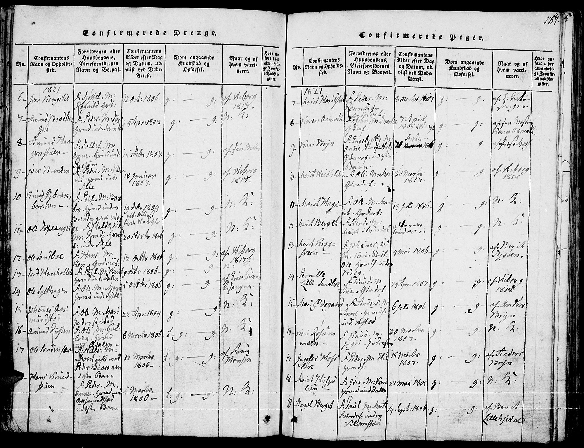 Fron prestekontor, AV/SAH-PREST-078/H/Ha/Haa/L0002: Parish register (official) no. 2, 1816-1827, p. 257