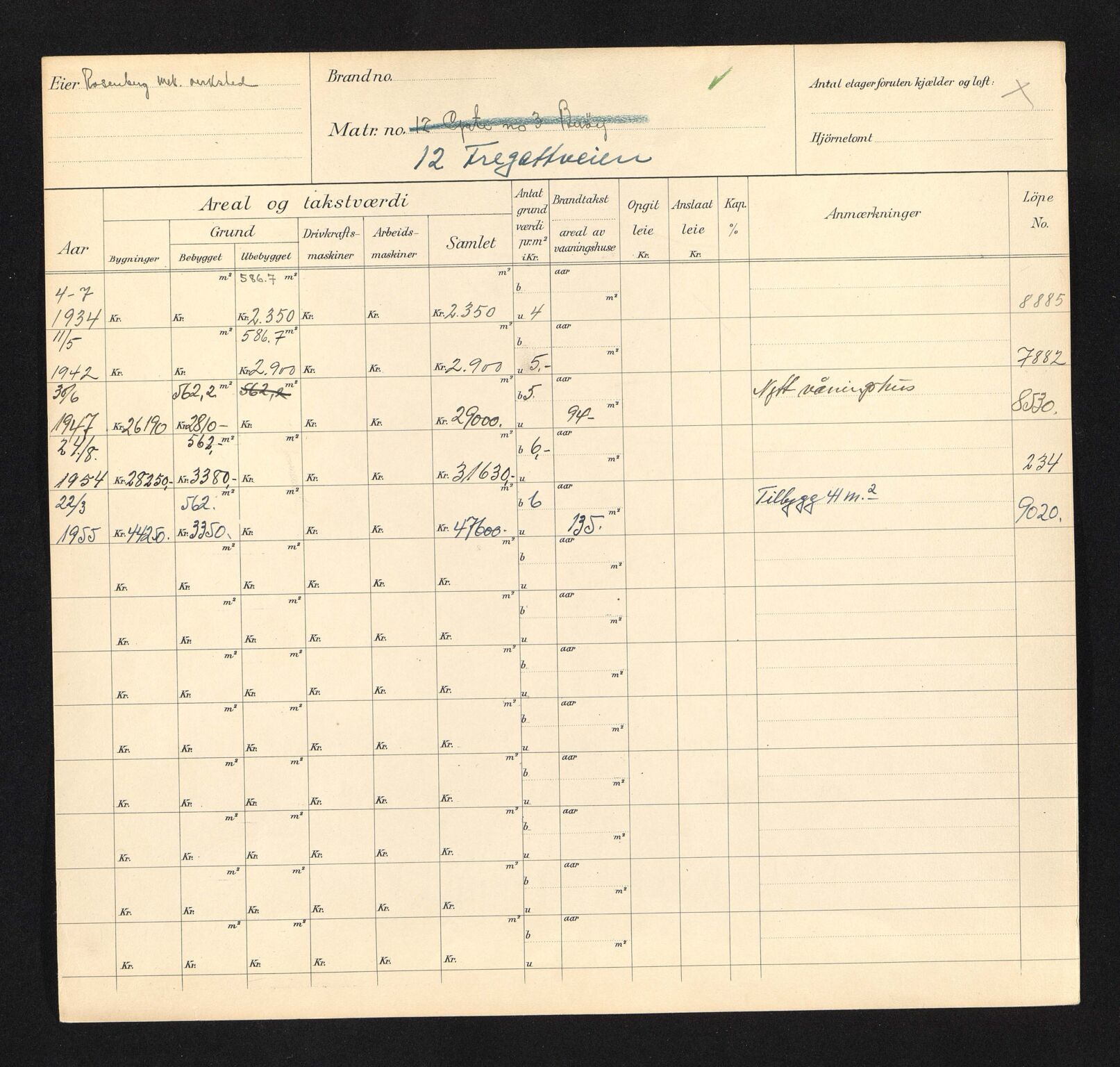 Stavanger kommune. Skattetakstvesenet, BYST/A-0440/F/Fa/Faa/L0014/0004: Skattetakstkort / Fregattveien 7 - 26a