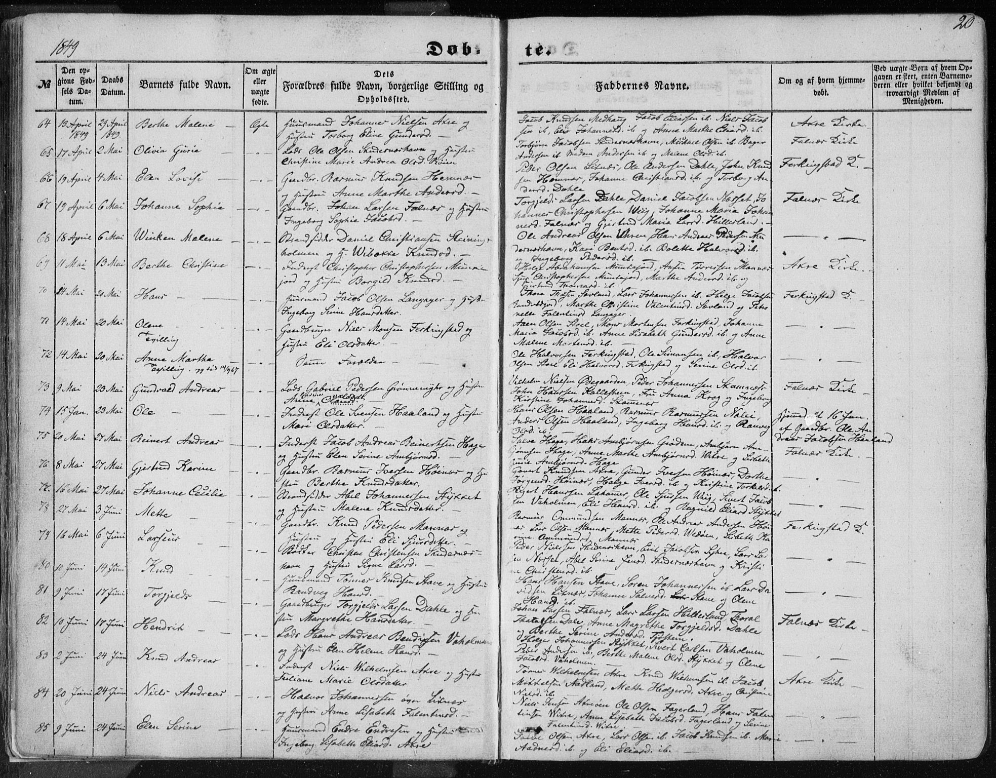 Skudenes sokneprestkontor, AV/SAST-A -101849/H/Ha/Haa/L0004: Parish register (official) no. A 3.1, 1847-1863, p. 20