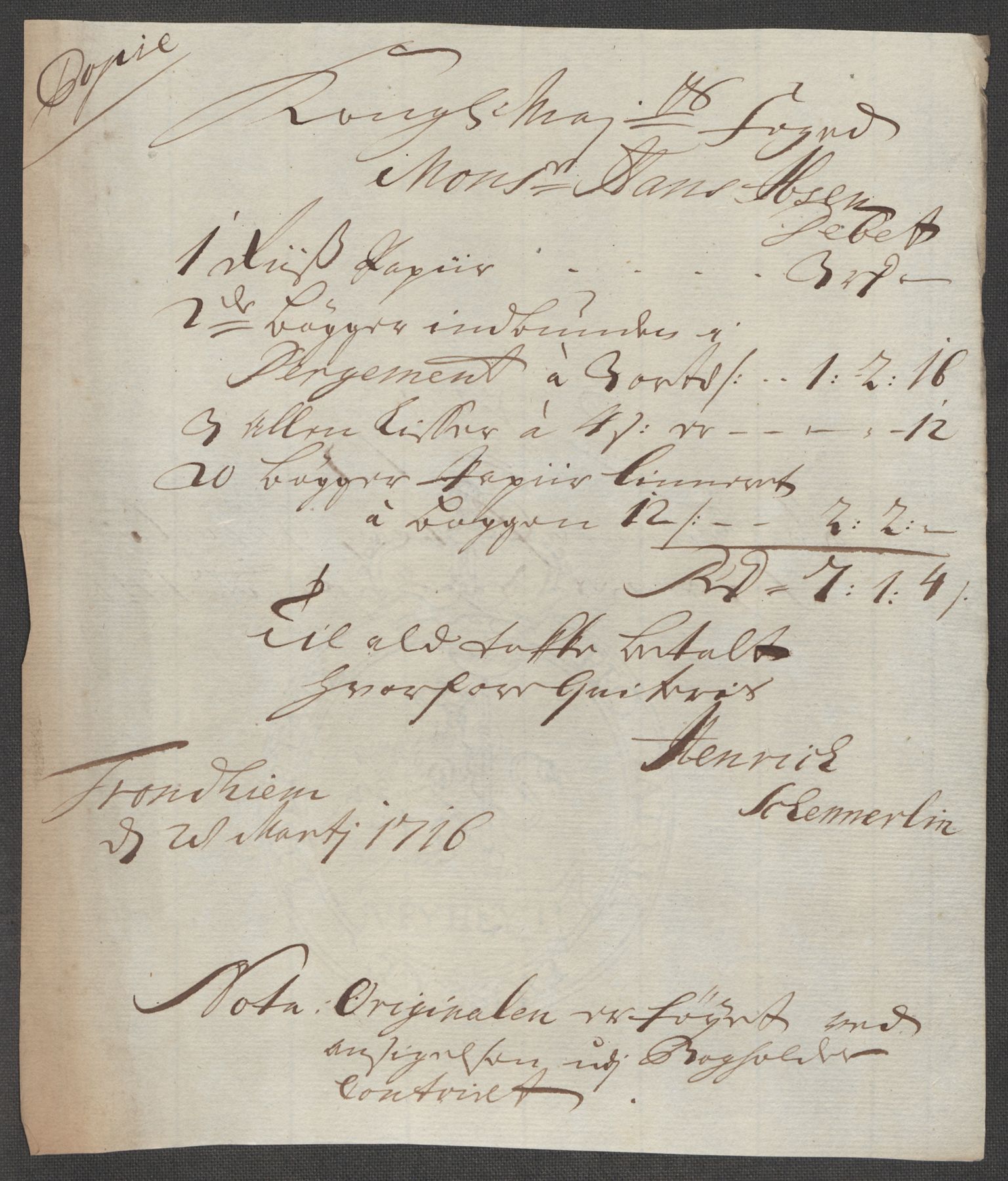 Rentekammeret inntil 1814, Reviderte regnskaper, Fogderegnskap, AV/RA-EA-4092/R60/L3968: Fogderegnskap Orkdal og Gauldal, 1716, p. 176