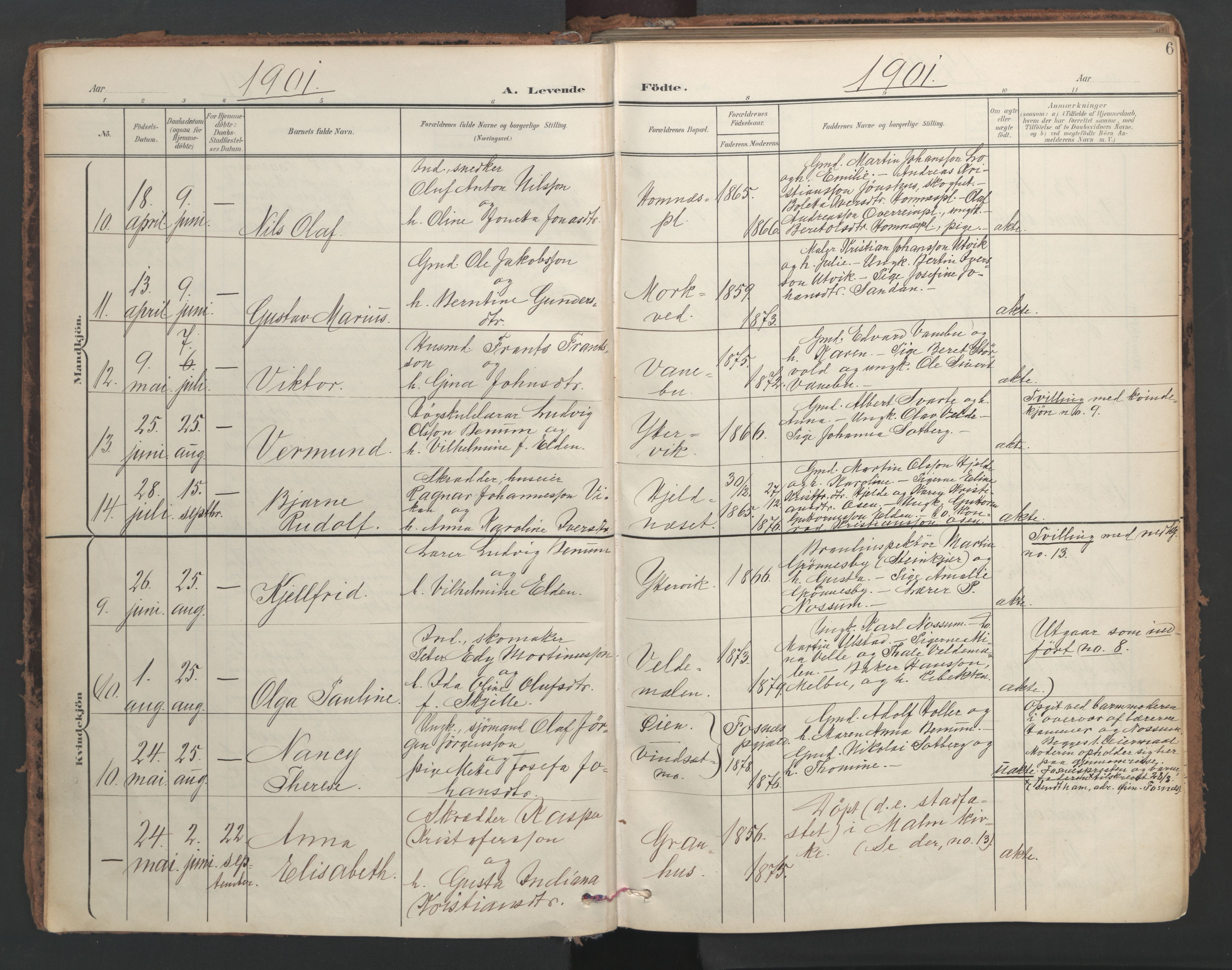 Ministerialprotokoller, klokkerbøker og fødselsregistre - Nord-Trøndelag, SAT/A-1458/741/L0397: Parish register (official) no. 741A11, 1901-1911, p. 6