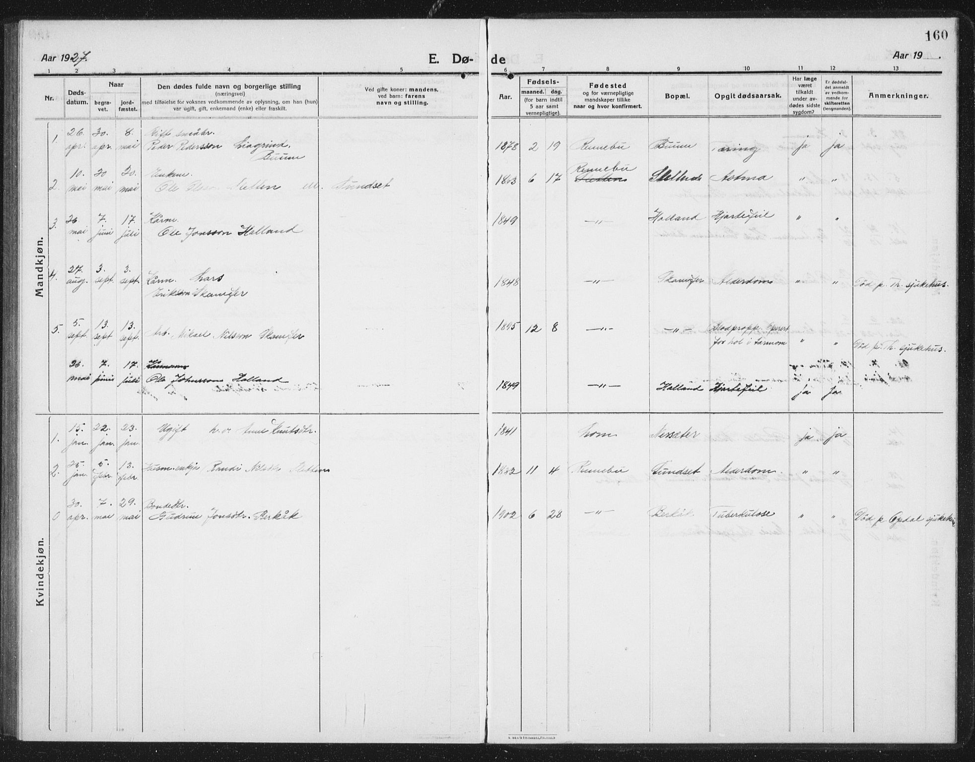Ministerialprotokoller, klokkerbøker og fødselsregistre - Sør-Trøndelag, SAT/A-1456/675/L0888: Parish register (copy) no. 675C01, 1913-1935, p. 160