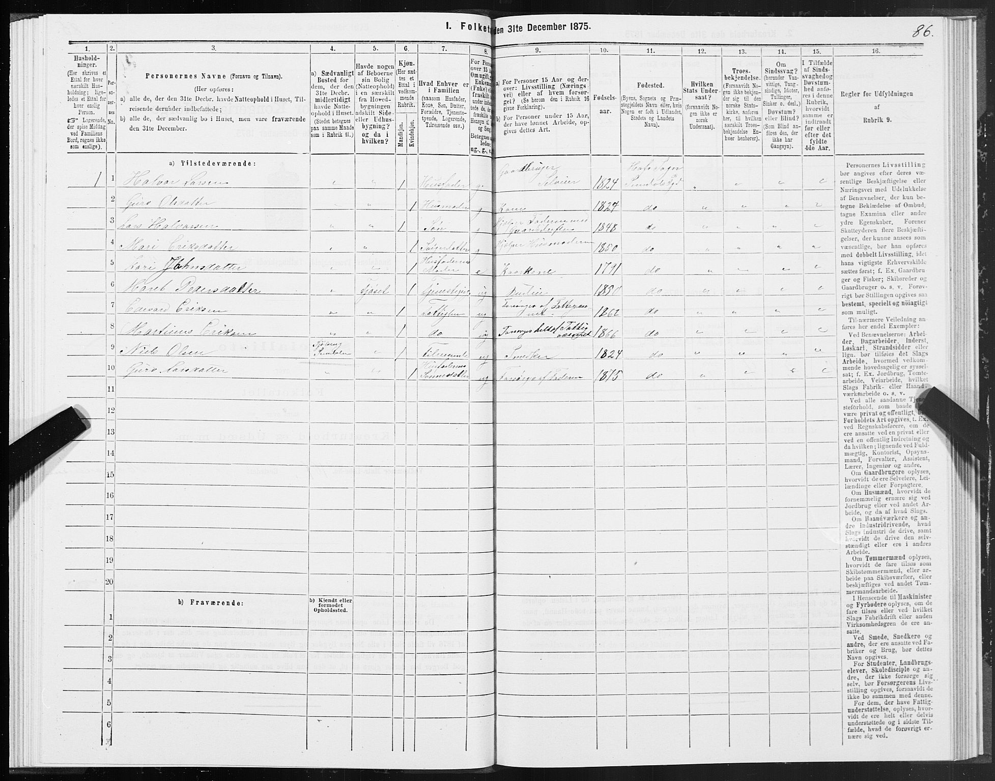 SAT, 1875 census for 1563P Sunndal, 1875, p. 3086